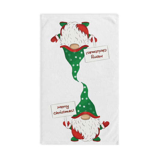 Merry Christmas Kringle Gnome Hand Towel (Poly/Cotton) - Blue Cava