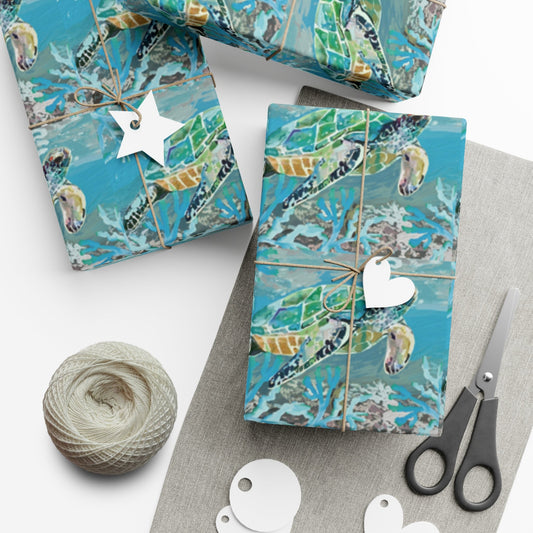 OKI Sea Turtle Gift Wrapping Papers - Blue Cava