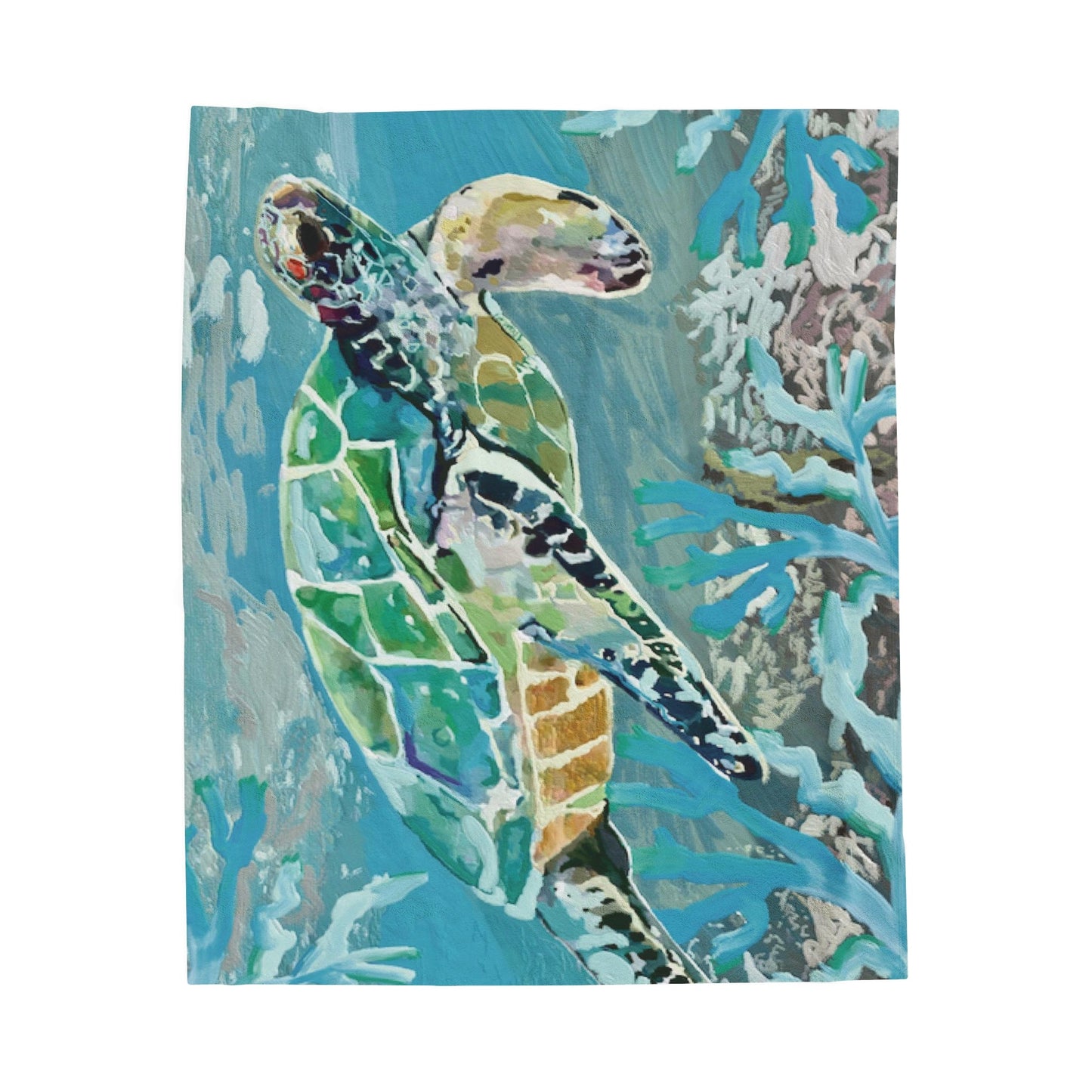 OKI Sea Turtle Velveteen Plush Blanket - Blue Cava