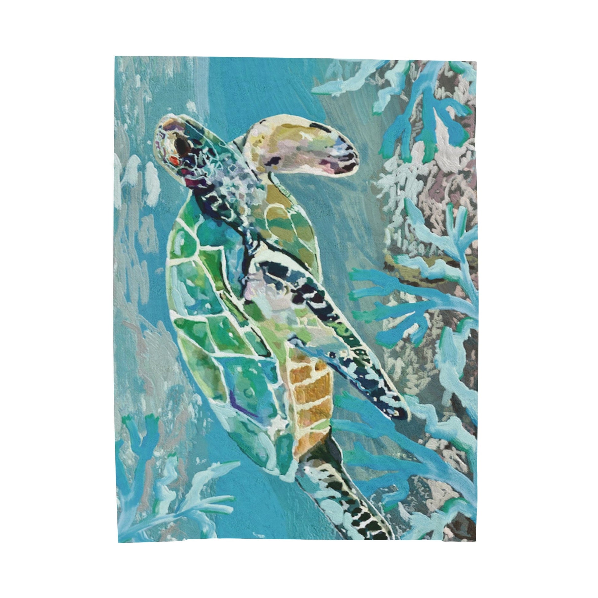 OKI Sea Turtle Velveteen Plush Blanket - Blue Cava