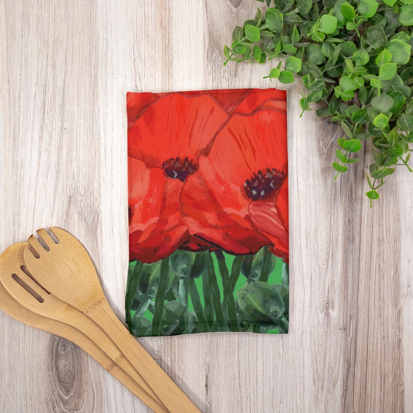 Poppies Cloth Napkin (Single) - Blue Cava