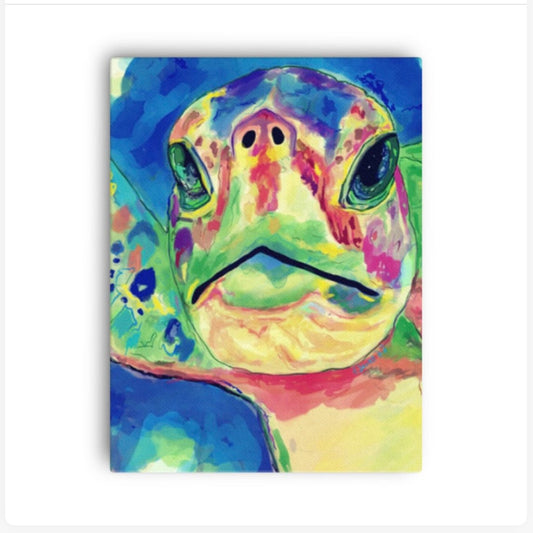 Rainbow Sea Turtle Canvas Wall Art - Blue Cava