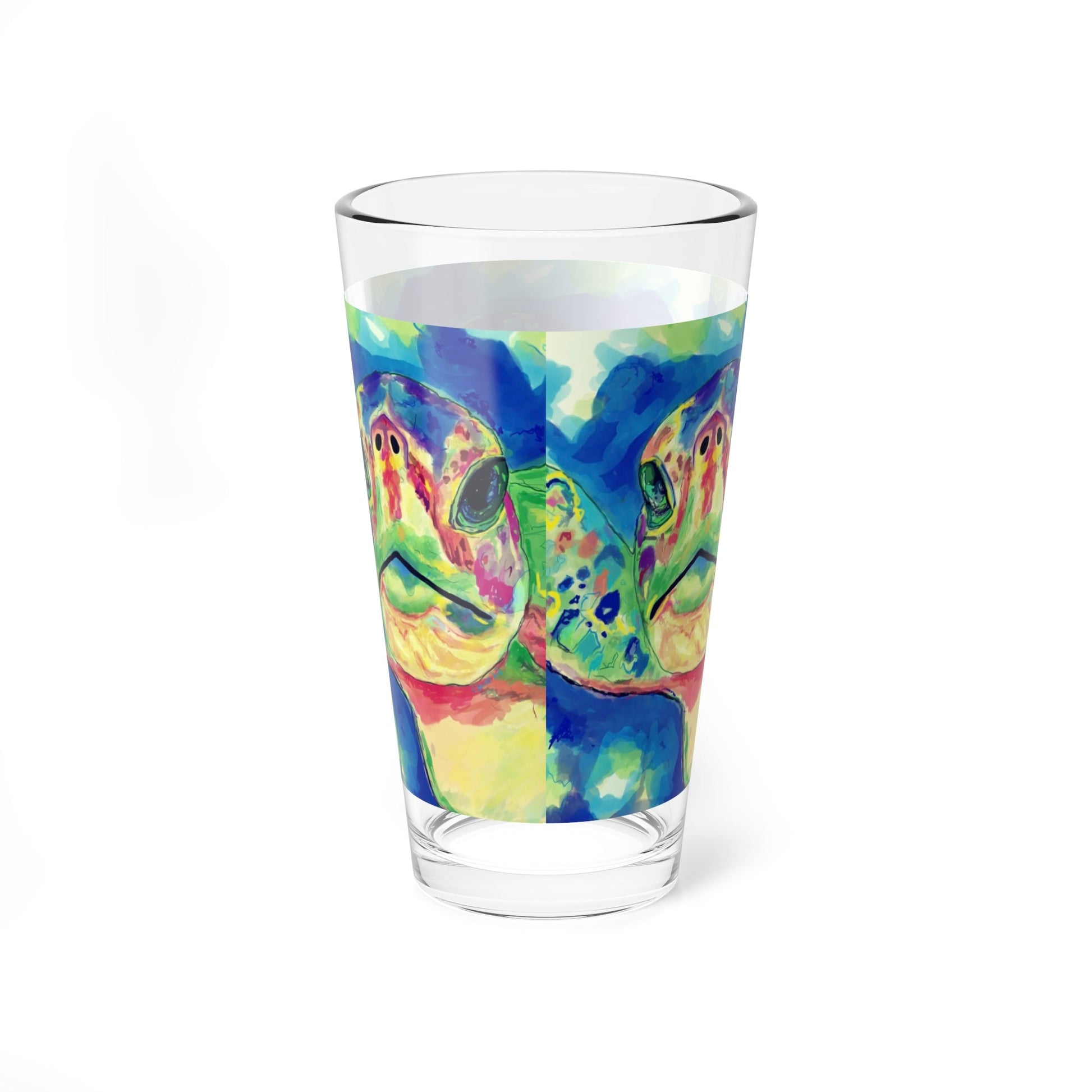 Rainbow Sea Turtle Glass, 16oz - Blue Cava