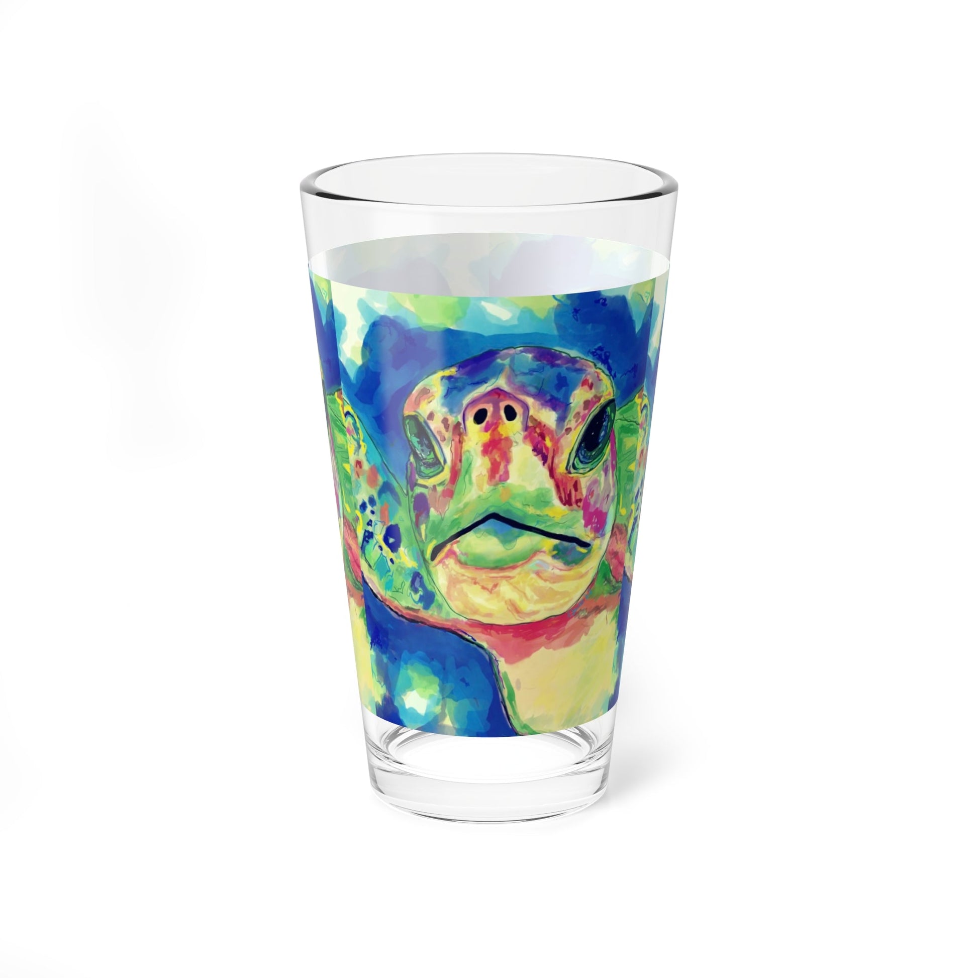 Rainbow Sea Turtle Glass, 16oz - Blue Cava