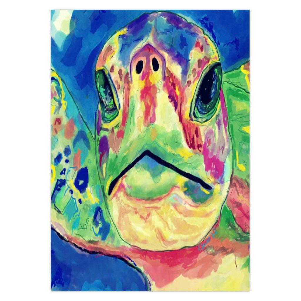 Rainbow Sea Turtle Greeting Cards (Set of 25) - Blue Cava