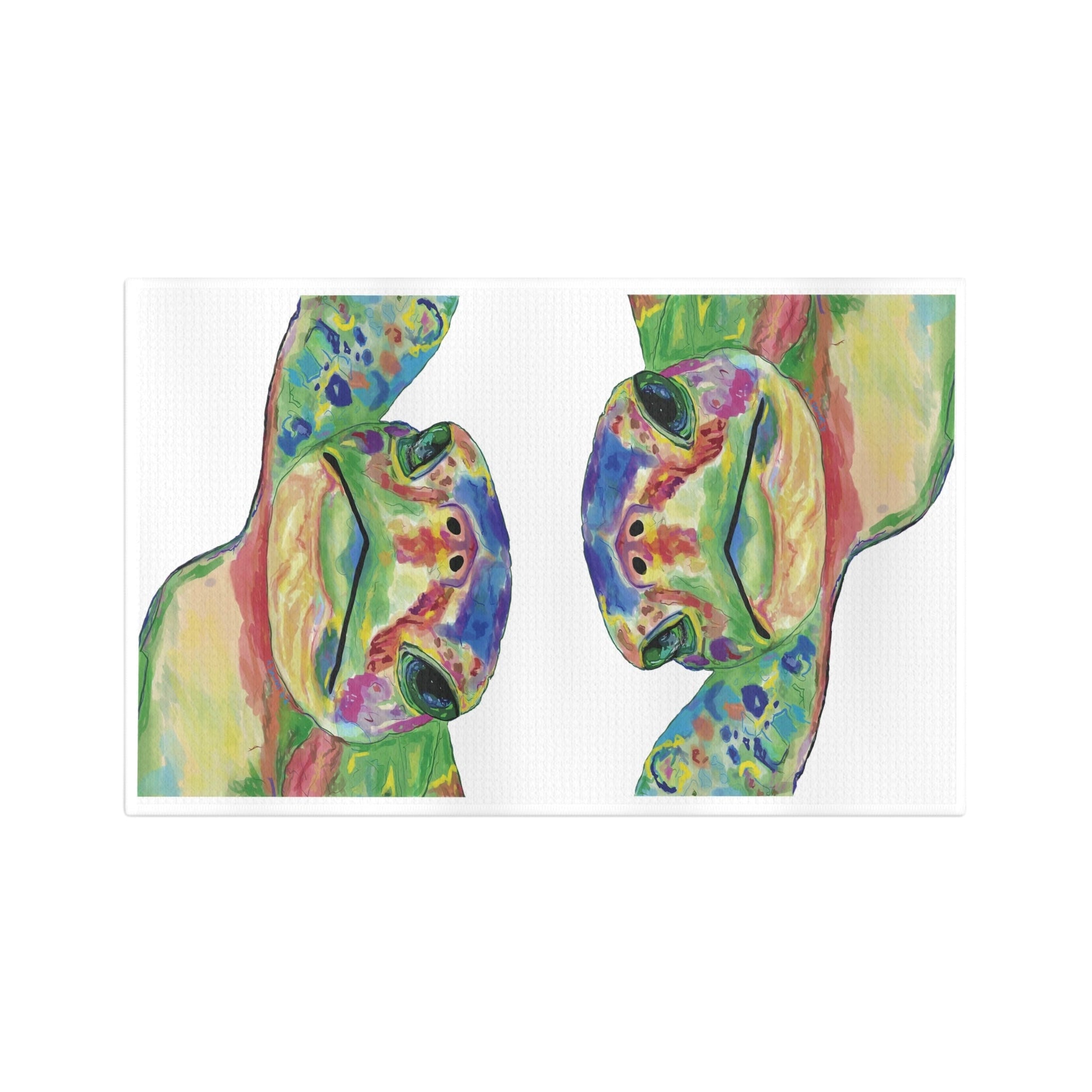 Rainbow Sea Turtle Microfiber Waffle Towel - Blue Cava