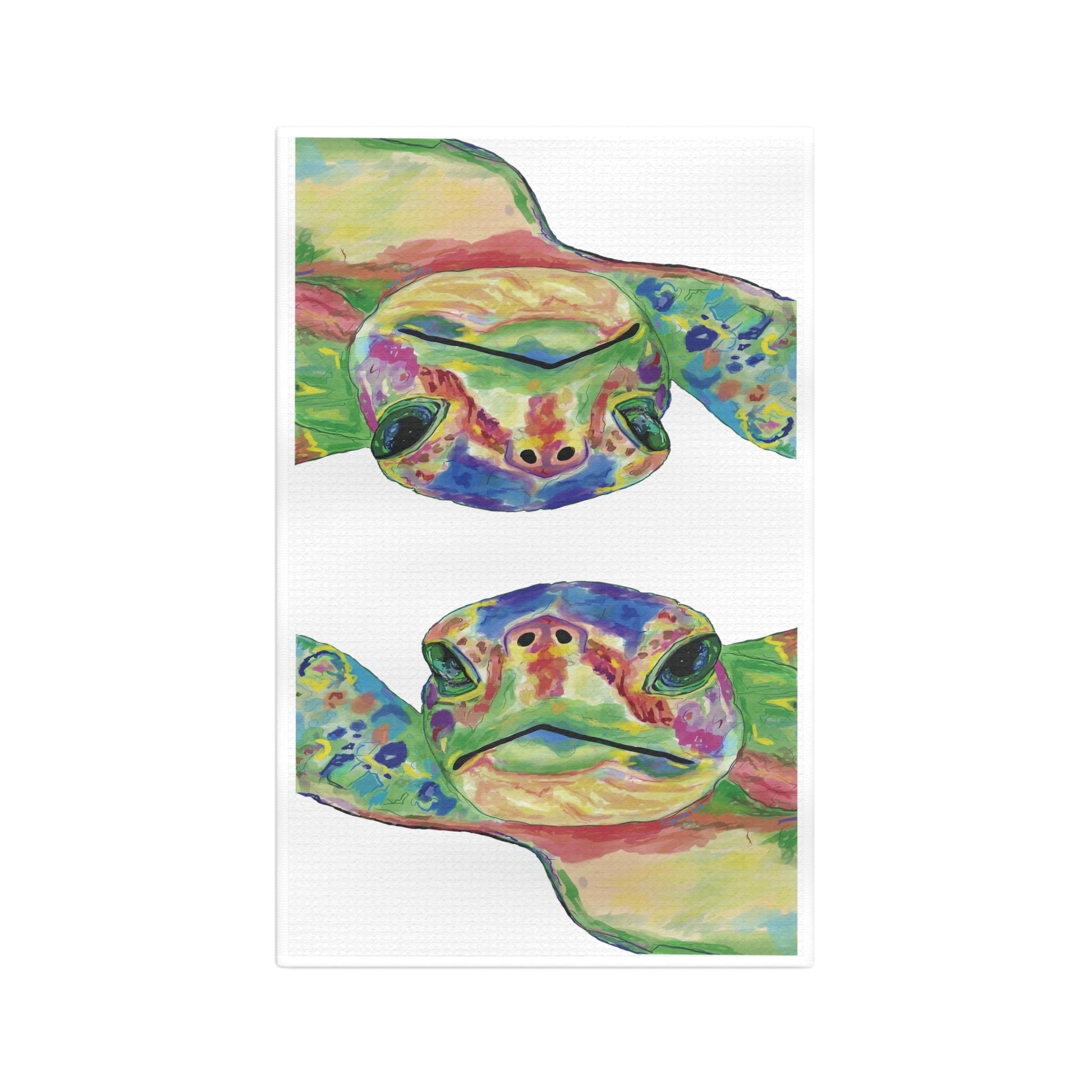 Rainbow Sea Turtle Microfiber Waffle Towel - Blue Cava