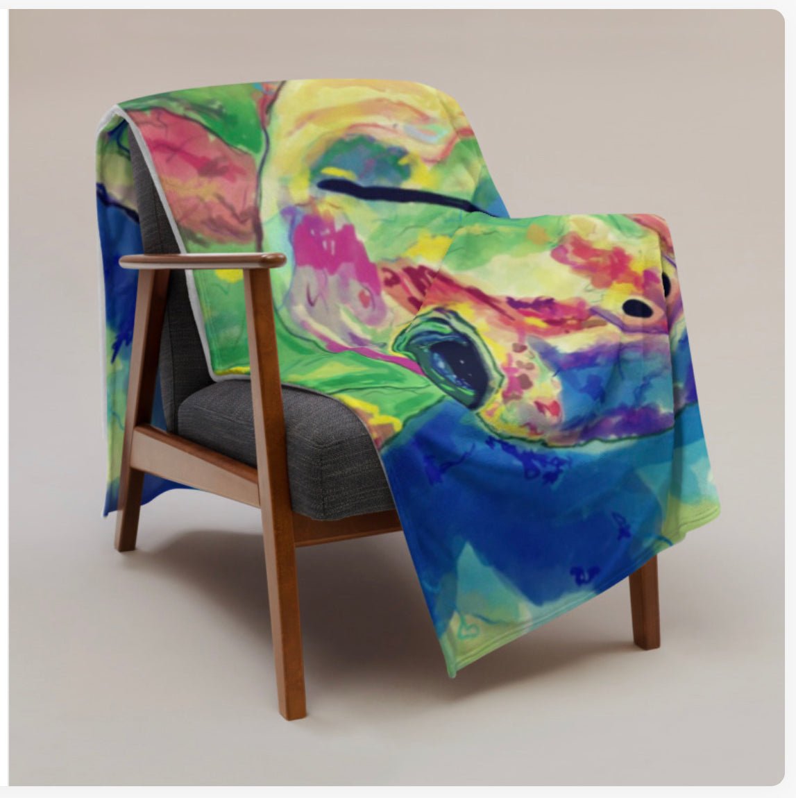 Rainbow Sea Turtle Throw Blanket - Blue Cava