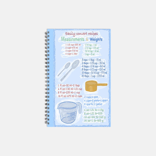 Recipe Hardcover Notebook Spiral Book 5.5 x 8.5 - Blue Cava