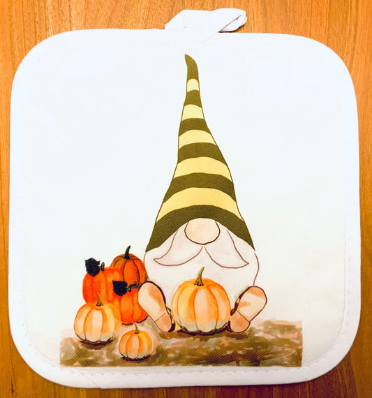 “Sawyer” Fall Gnome Pot Holder - Blue Cava