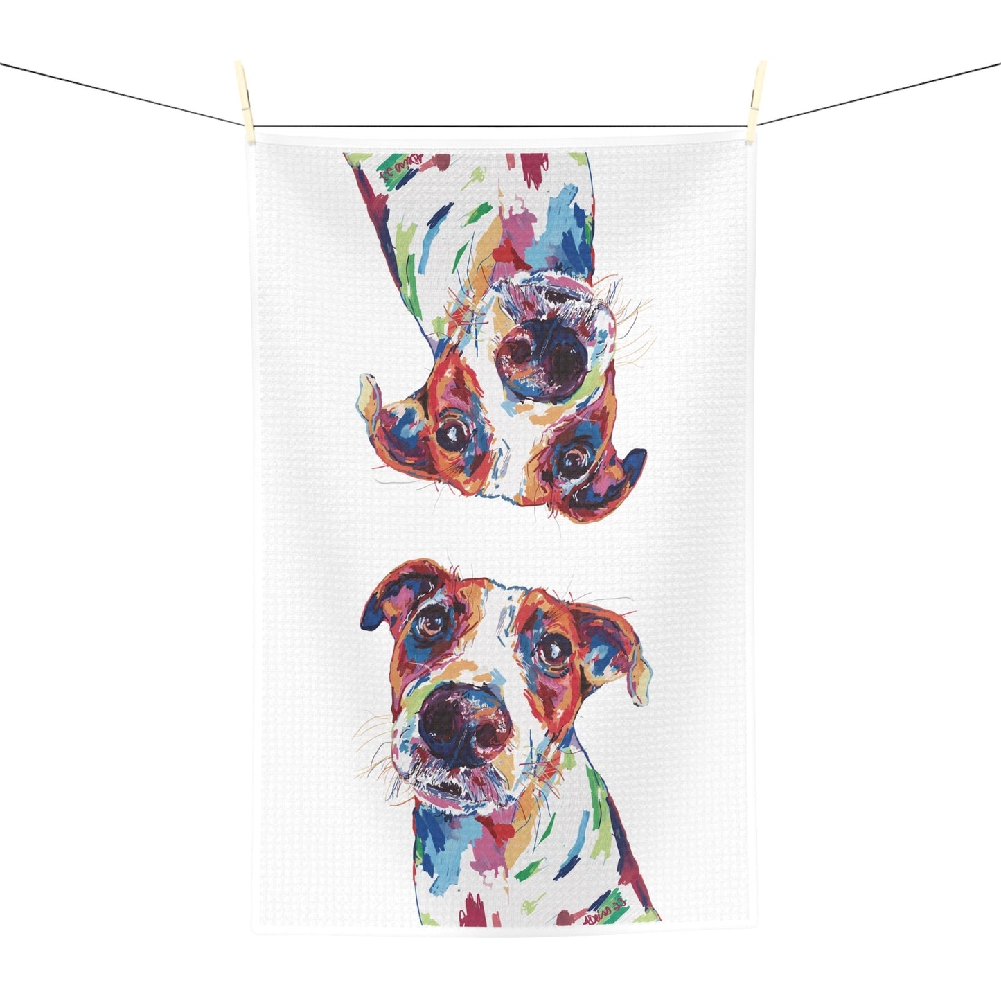 “Skipper” colorful Dog Microfiber Waffle Towel - Blue Cava