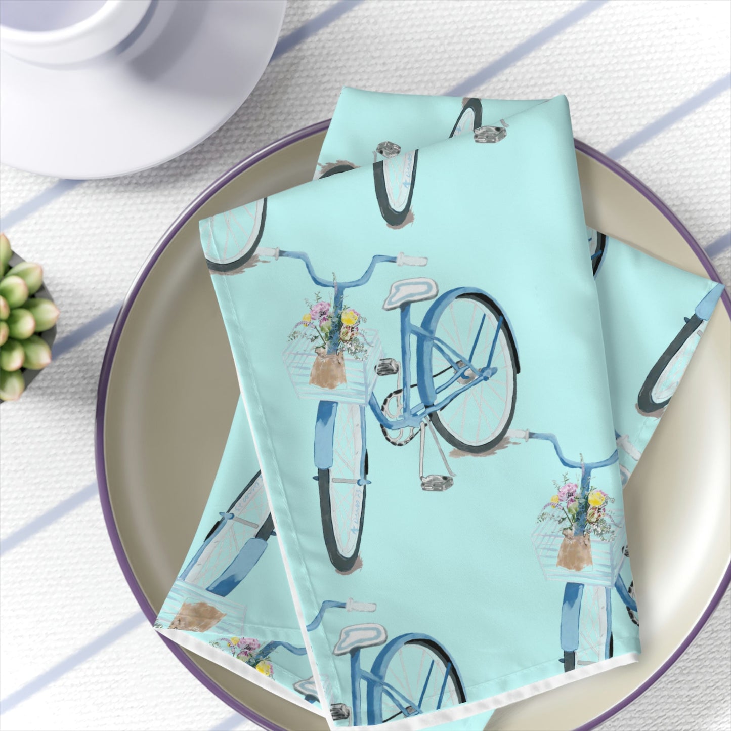 Spring Bike Napkin Set - Blue Cava