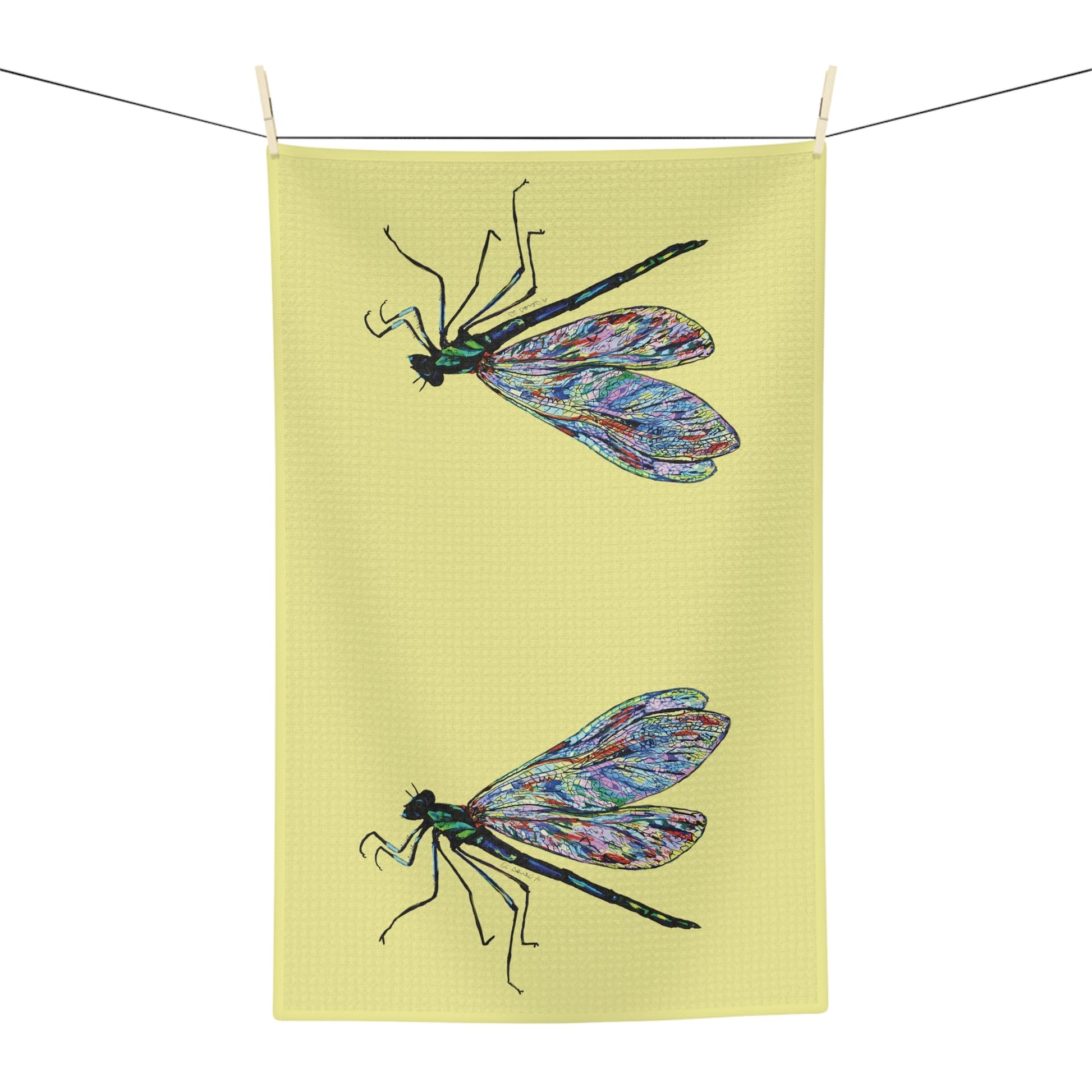 Spring Dragonfly Microfiber Waffle Towel - Blue Cava