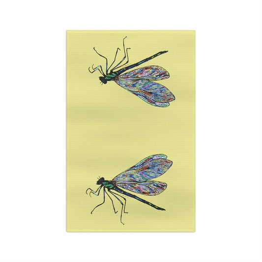 Spring Dragonfly Microfiber Waffle Towel - Blue Cava