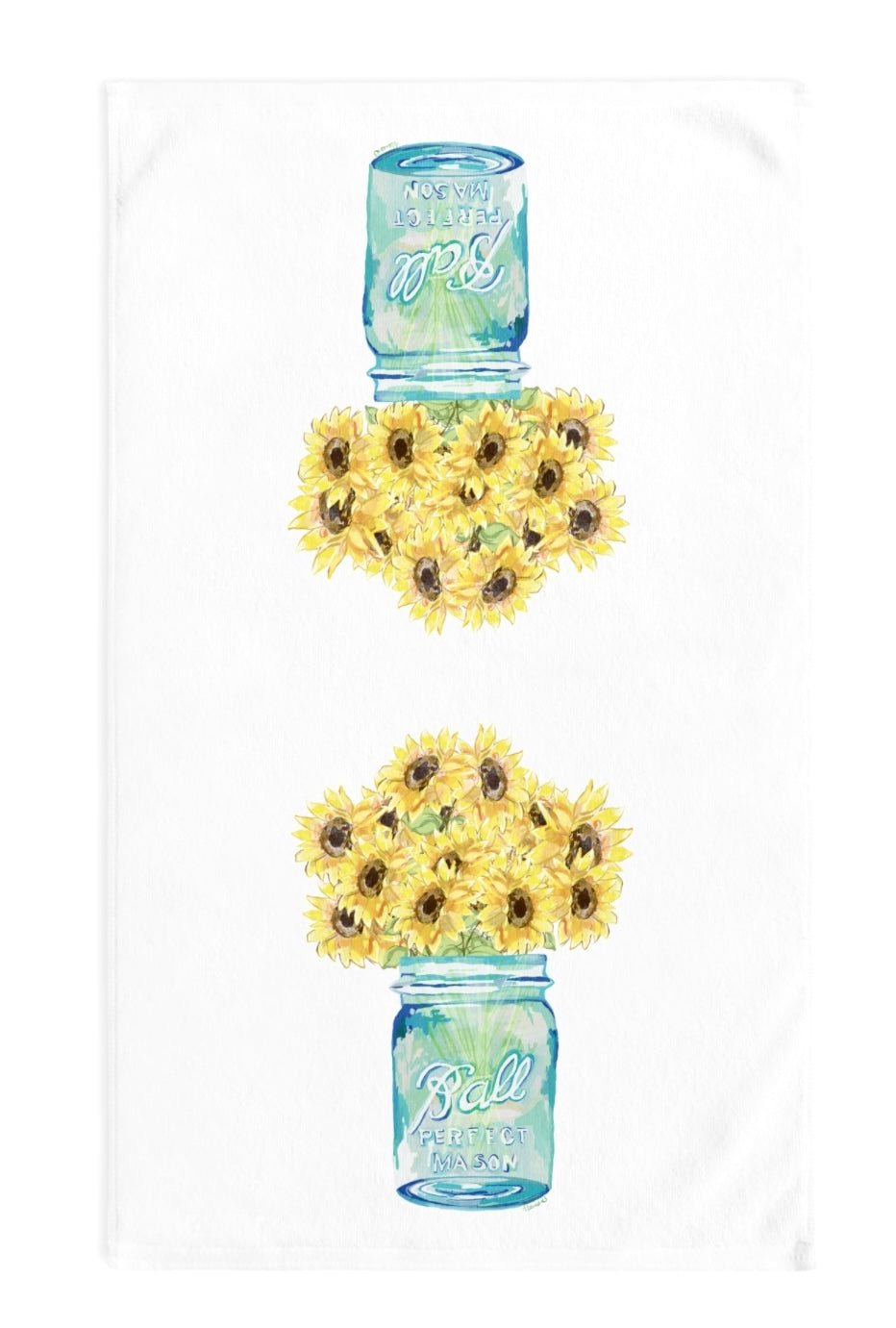 Sunflower Mason Jar Hand Towel (Poly/Cotton) - Blue Cava