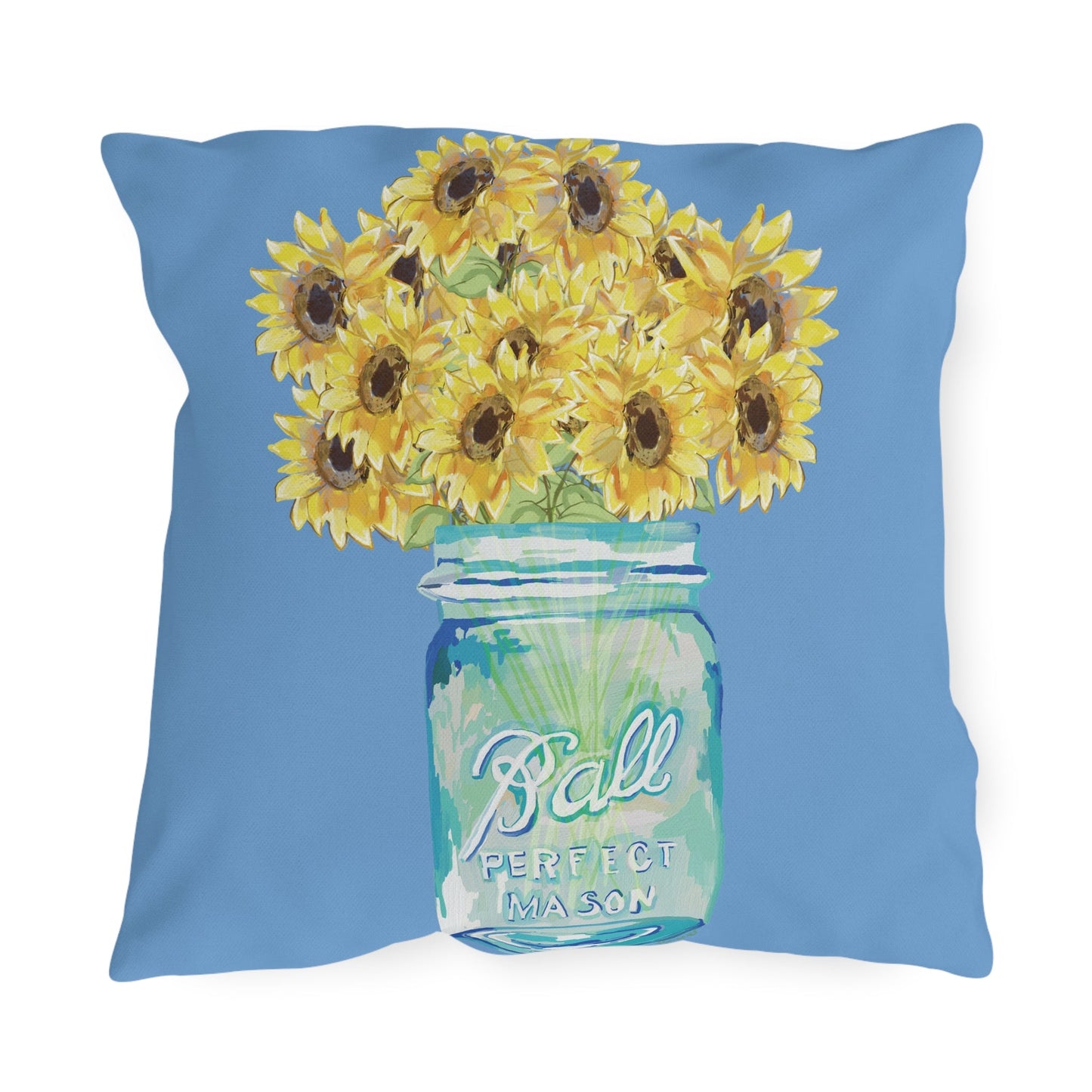 Sunflower Mason Jar Outdoor Pillows - Blue Cava