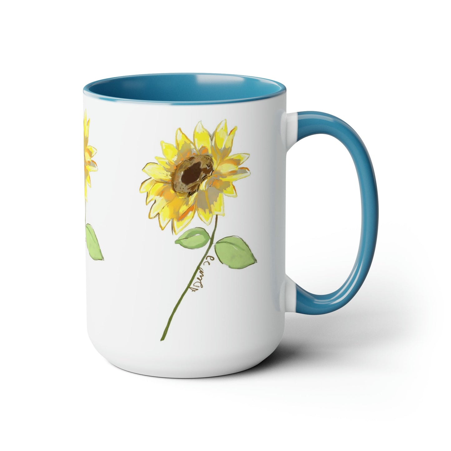 Sunflower Two-Tone Coffee Mugs, 15oz - Blue Cava