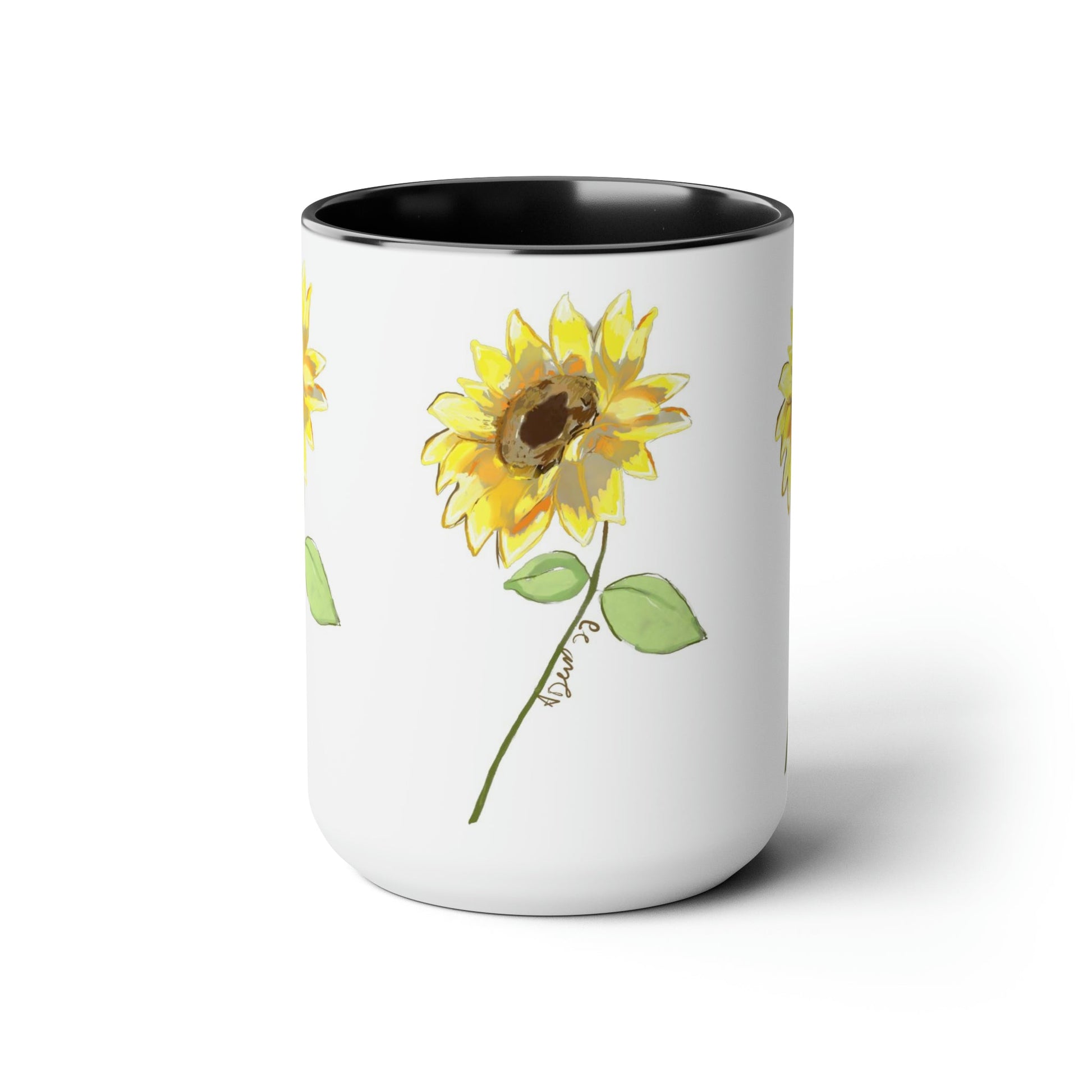 Sunflower Two-Tone Coffee Mugs, 15oz - Blue Cava