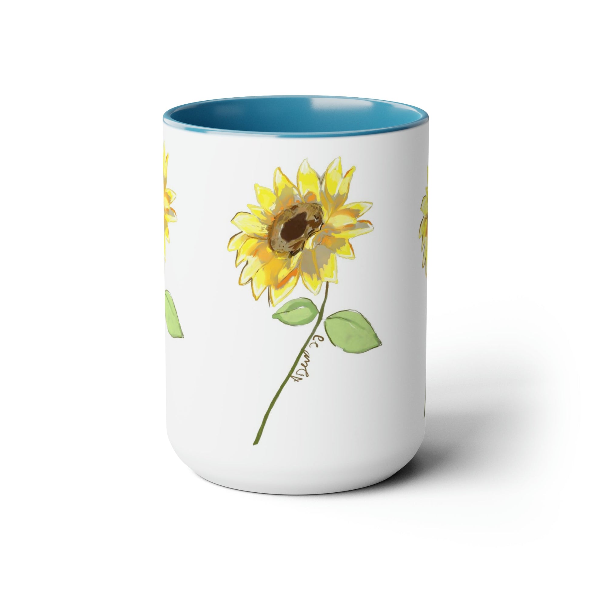 Sunflower Two-Tone Coffee Mugs, 15oz - Blue Cava