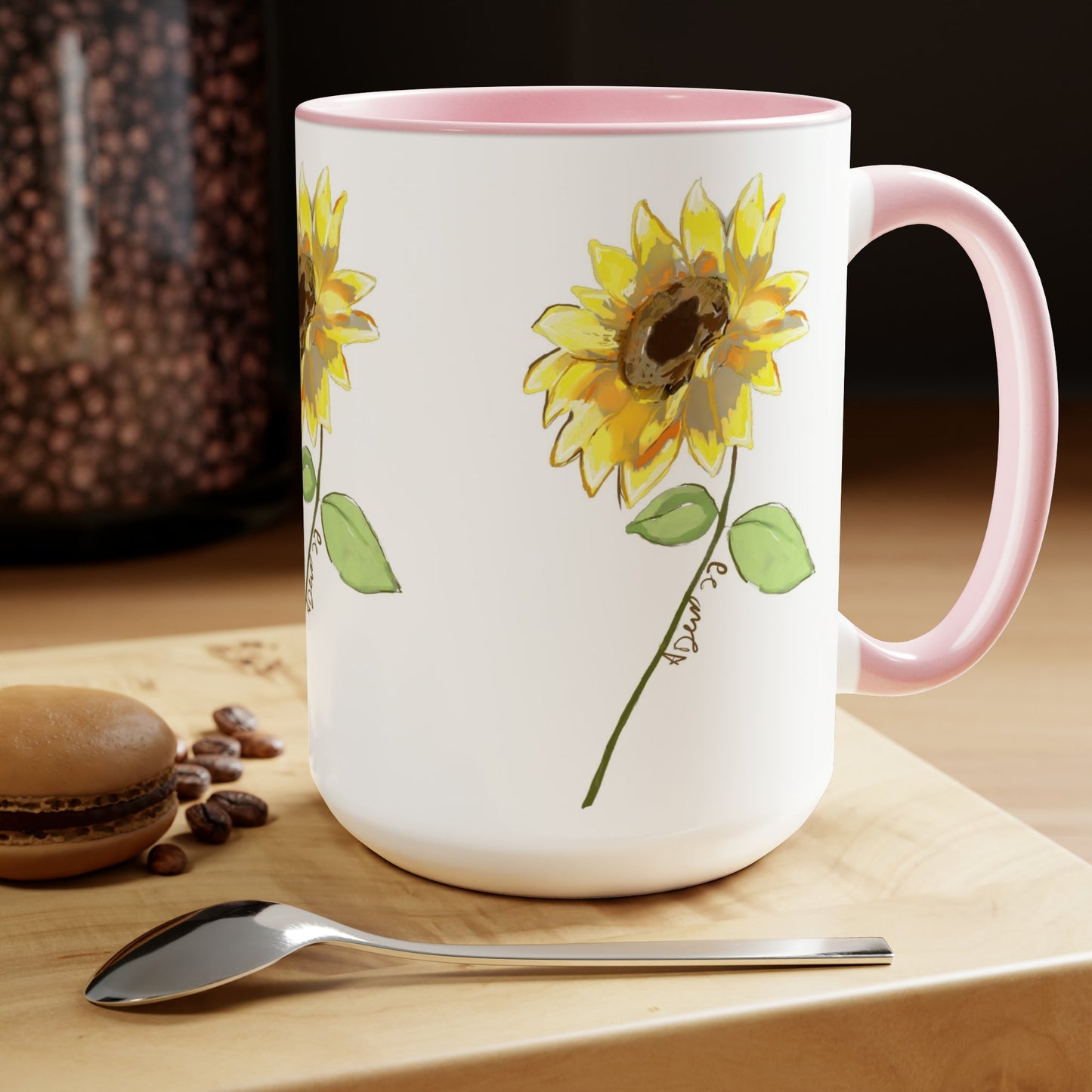 Sunflower Two-Tone Coffee Mugs, 15oz - Blue Cava