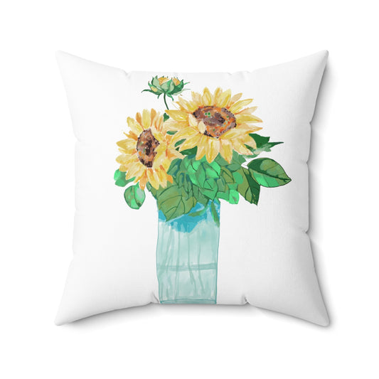 Sunflower Vase Spun Polyester Square Pillow - Blue Cava