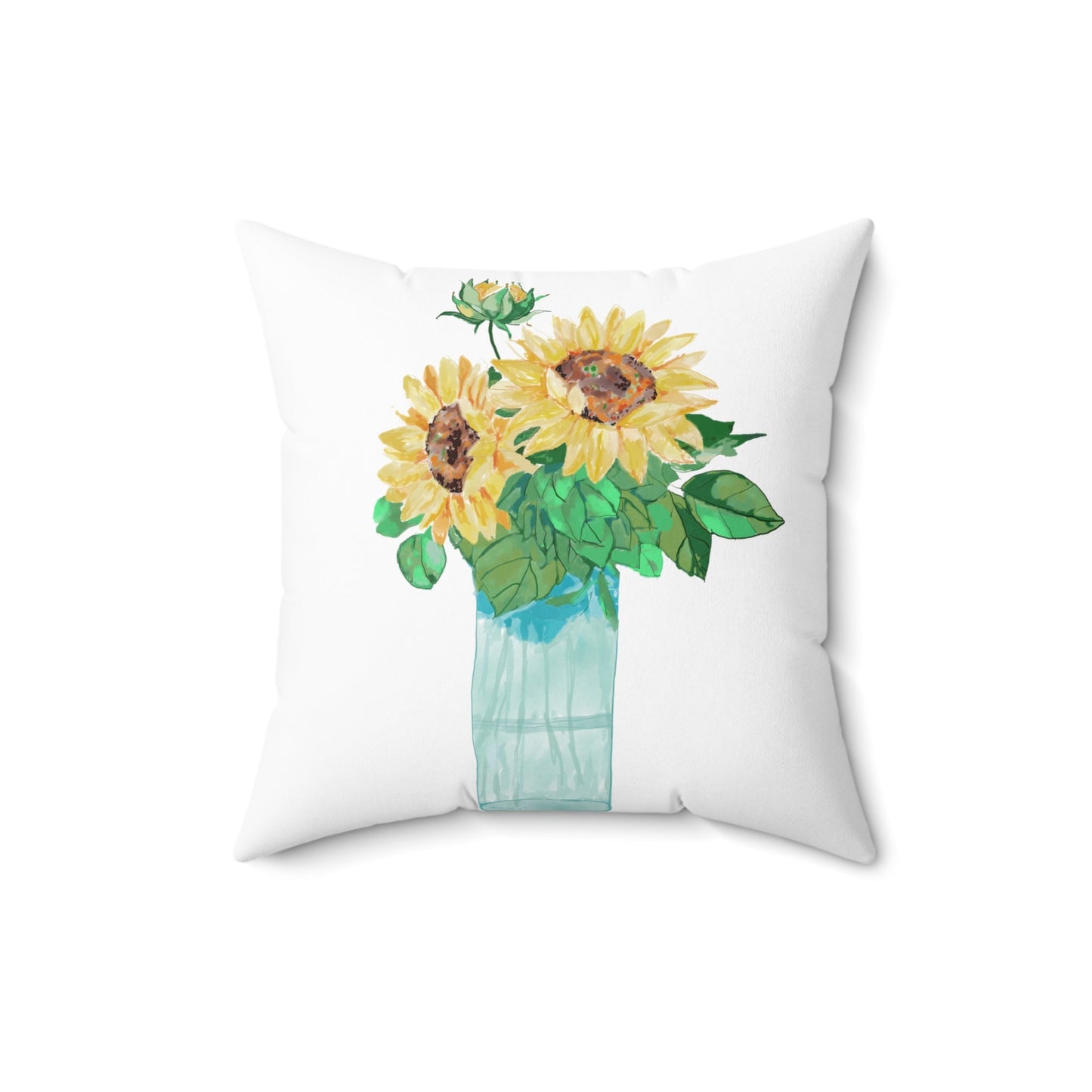 Sunflower Vase Spun Polyester Square Pillow - Blue Cava