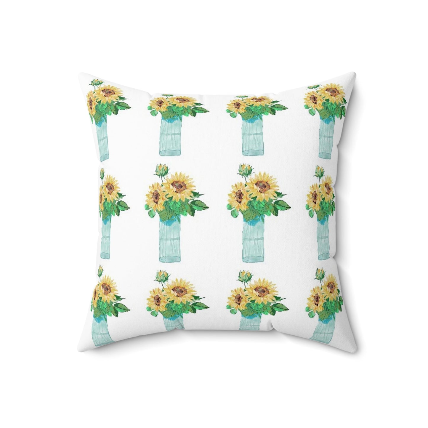 Sunflower Vase Spun Polyester Square Pillow - Blue Cava