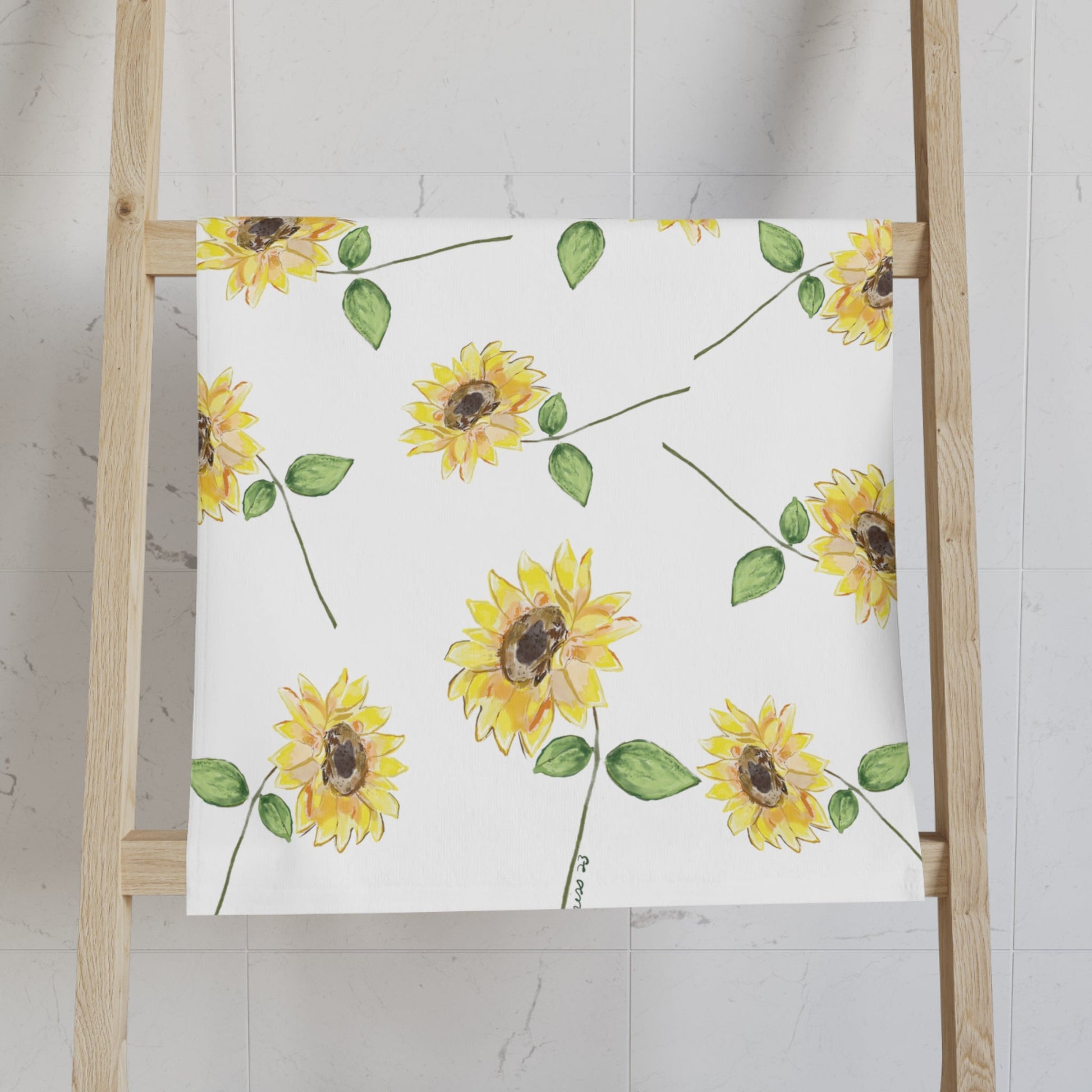 Sunflowers Hand Towel (Poly/Cotton) - Blue Cava