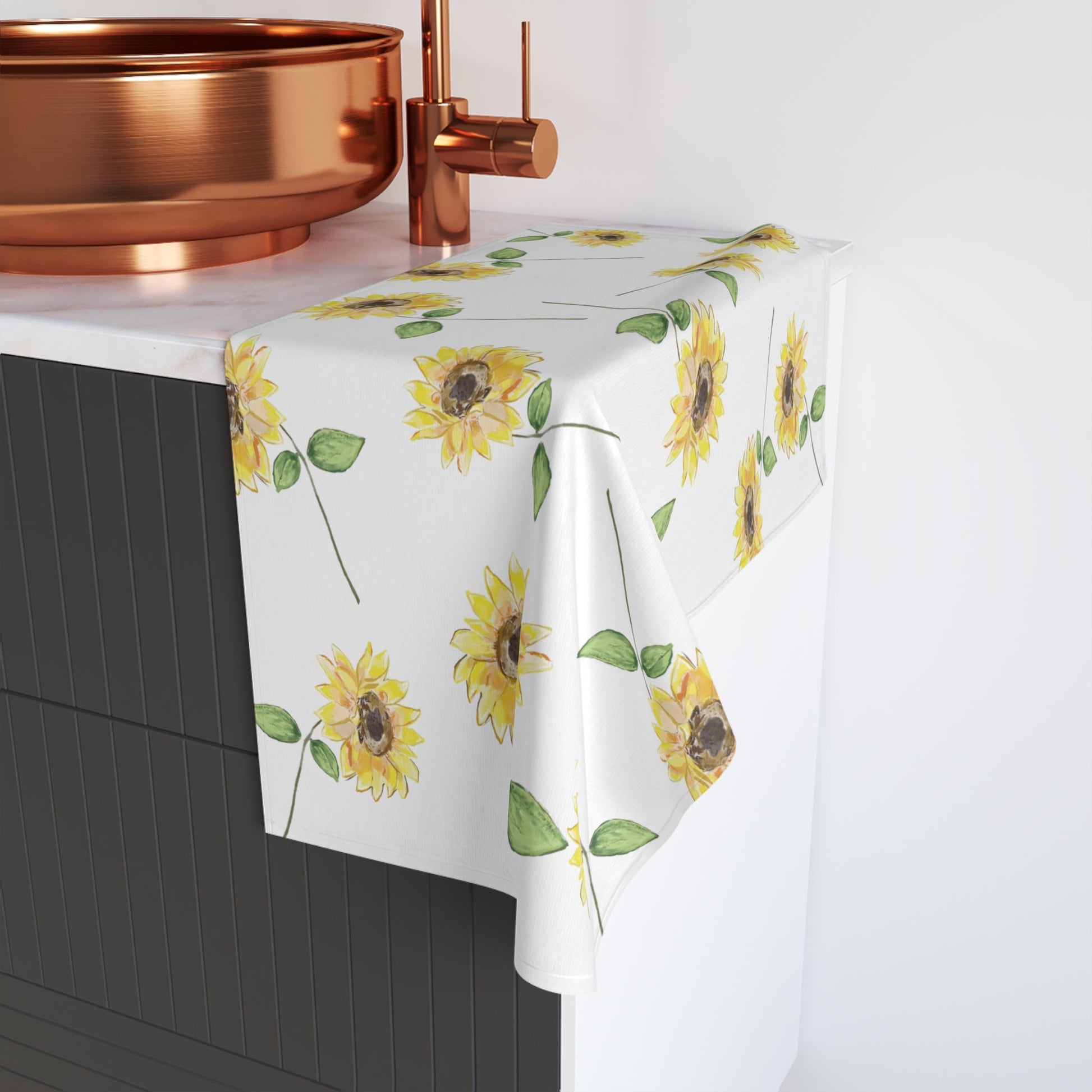 Sunflowers Hand Towel (Poly/Cotton) - Blue Cava