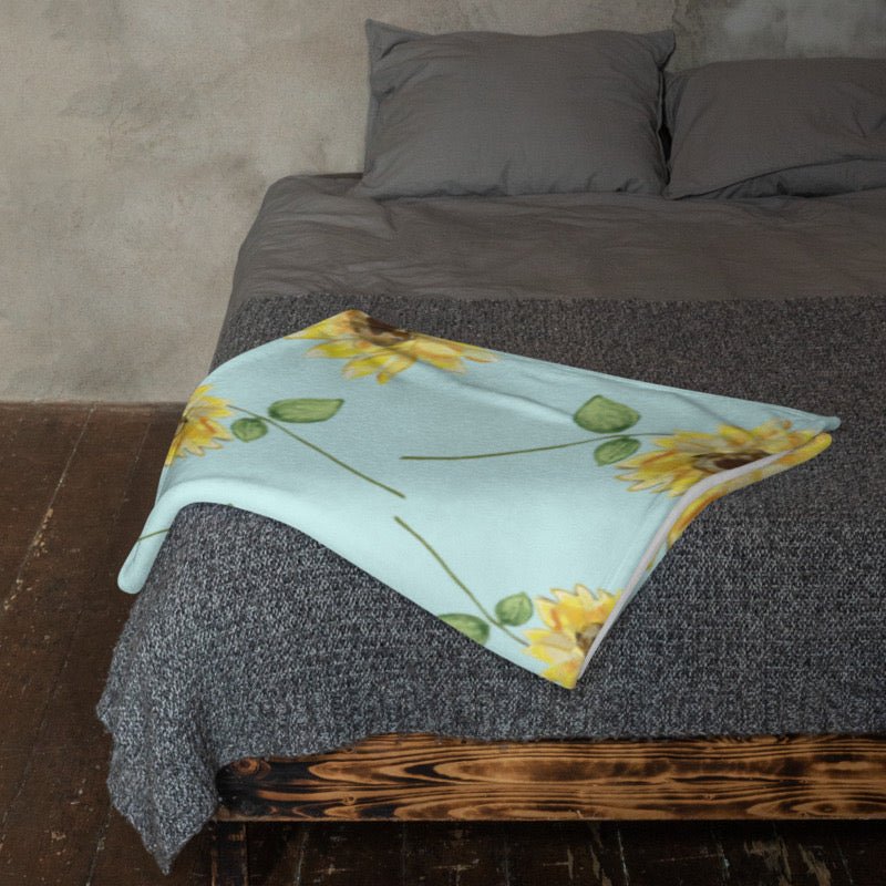 Sunflowers Throw Blanket - Blue Cava