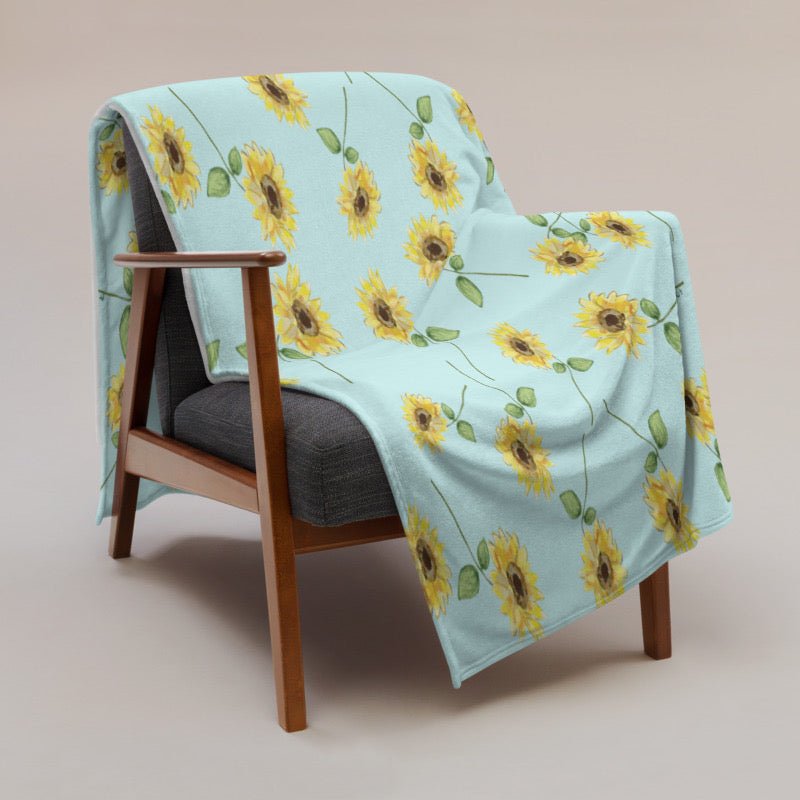 Sunflowers Throw Blanket - Blue Cava