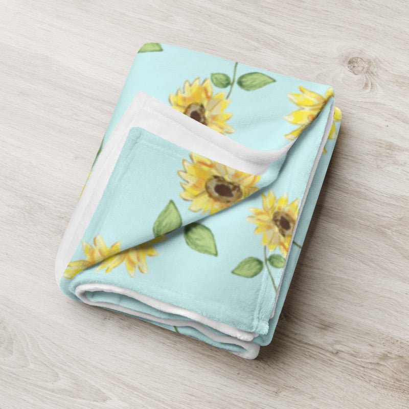 Sunflowers Throw Blanket - Blue Cava