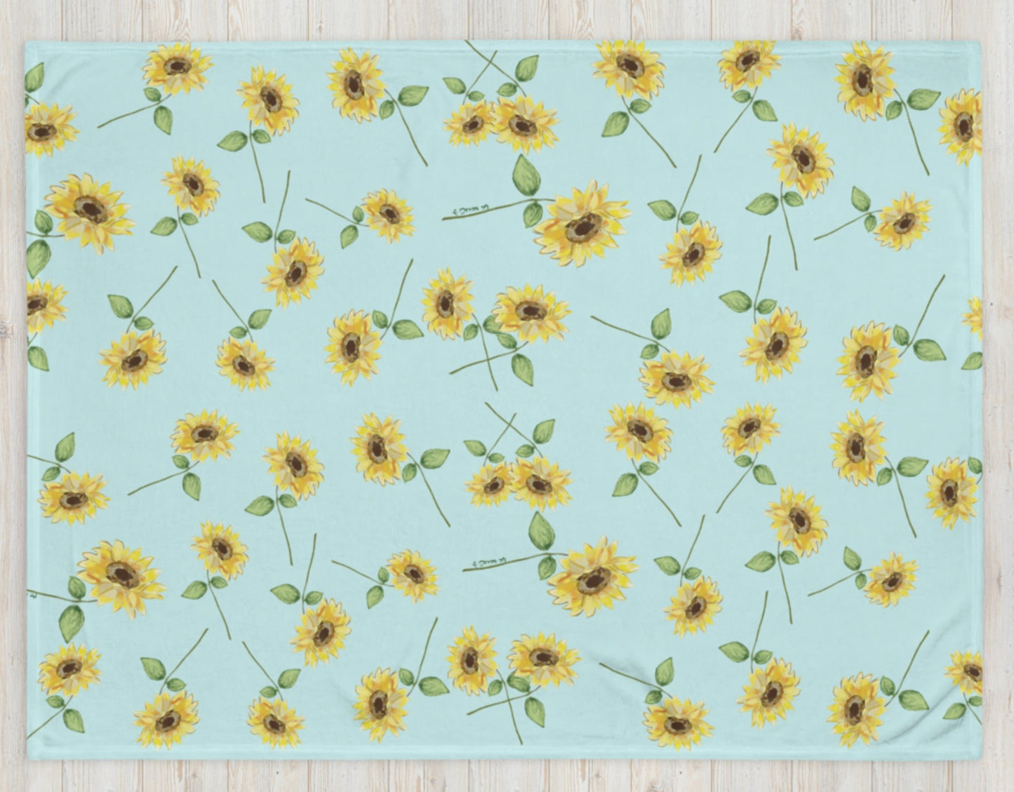 Sunflowers Throw Blanket - Blue Cava