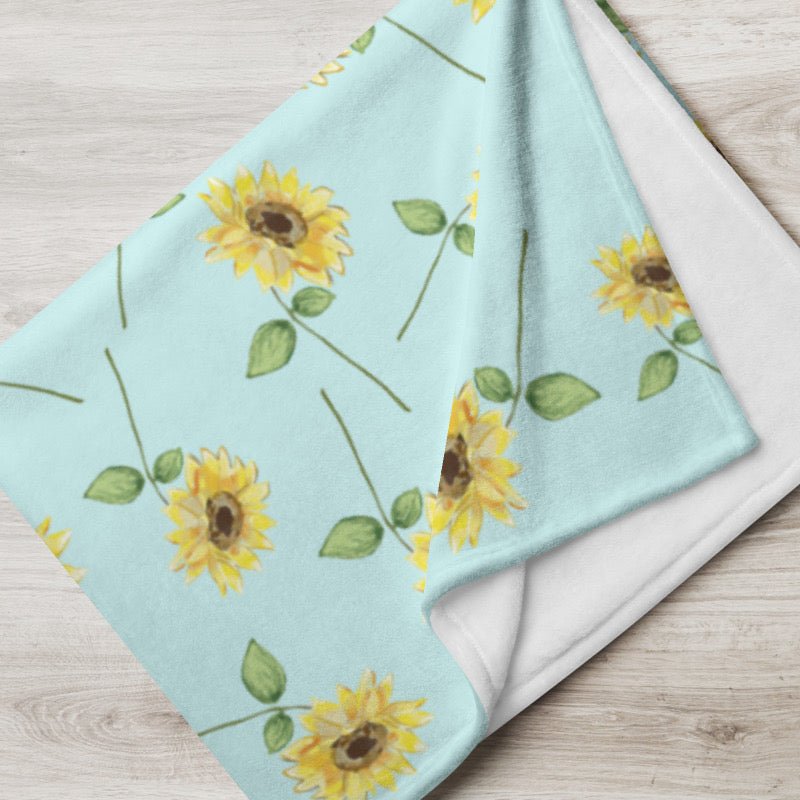 Sunflowers Throw Blanket - Blue Cava