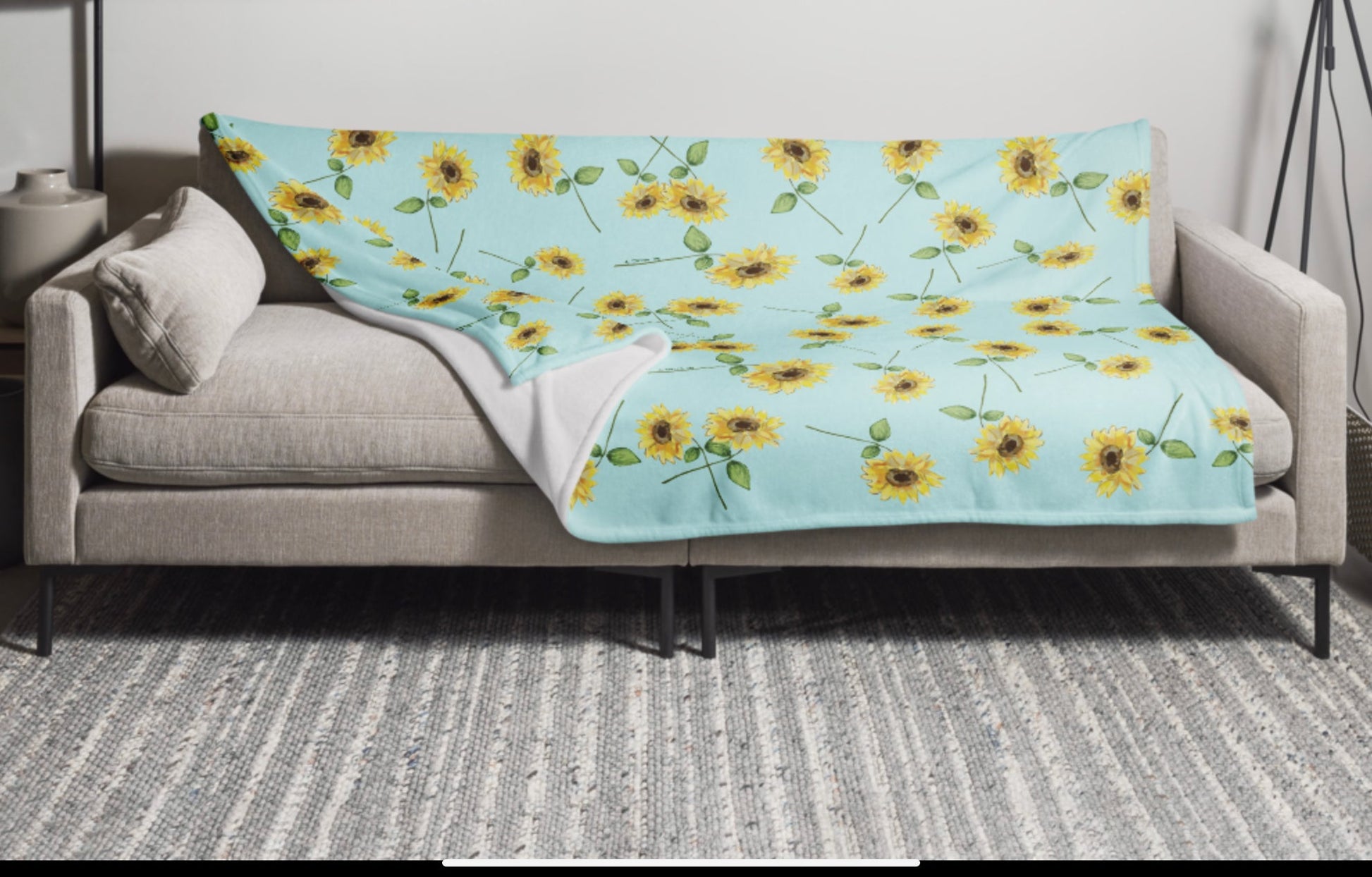 Sunflowers Throw Blanket - Blue Cava