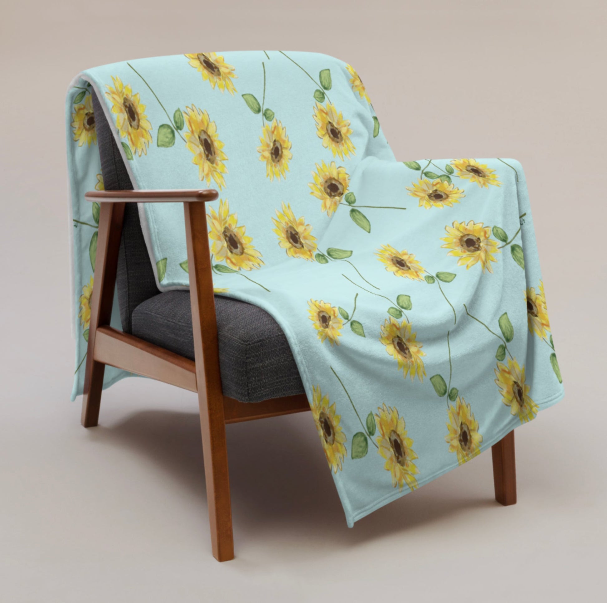 Sunflowers Throw Blanket - Blue Cava