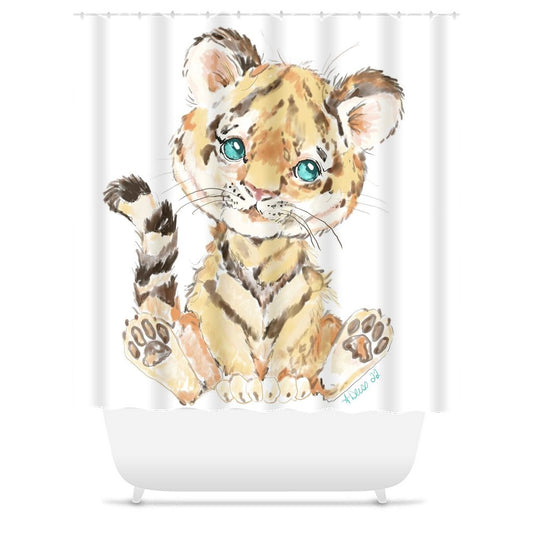 “Tiger” Shower Curtain 71" x 74" - Blue Cava