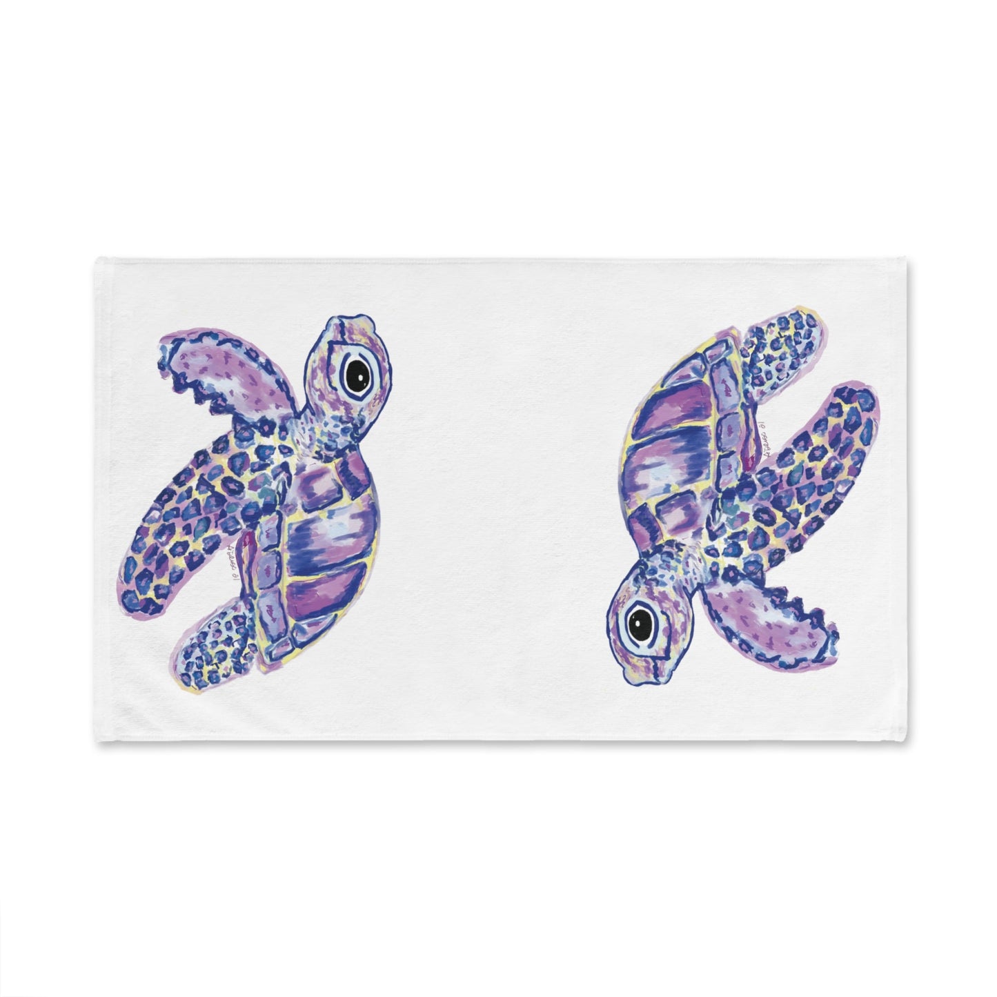 “Tilley” Sea Turtle Hand Towel (Poly/Cotton) - Blue Cava