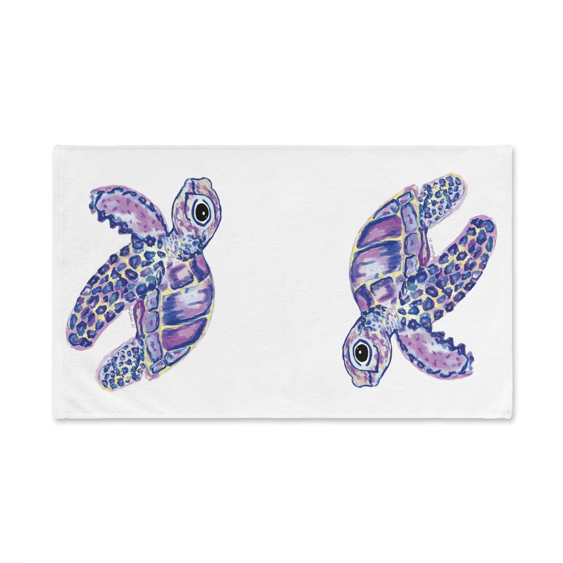 “Tilley” Sea Turtle Hand Towel (Poly/Cotton) - Blue Cava