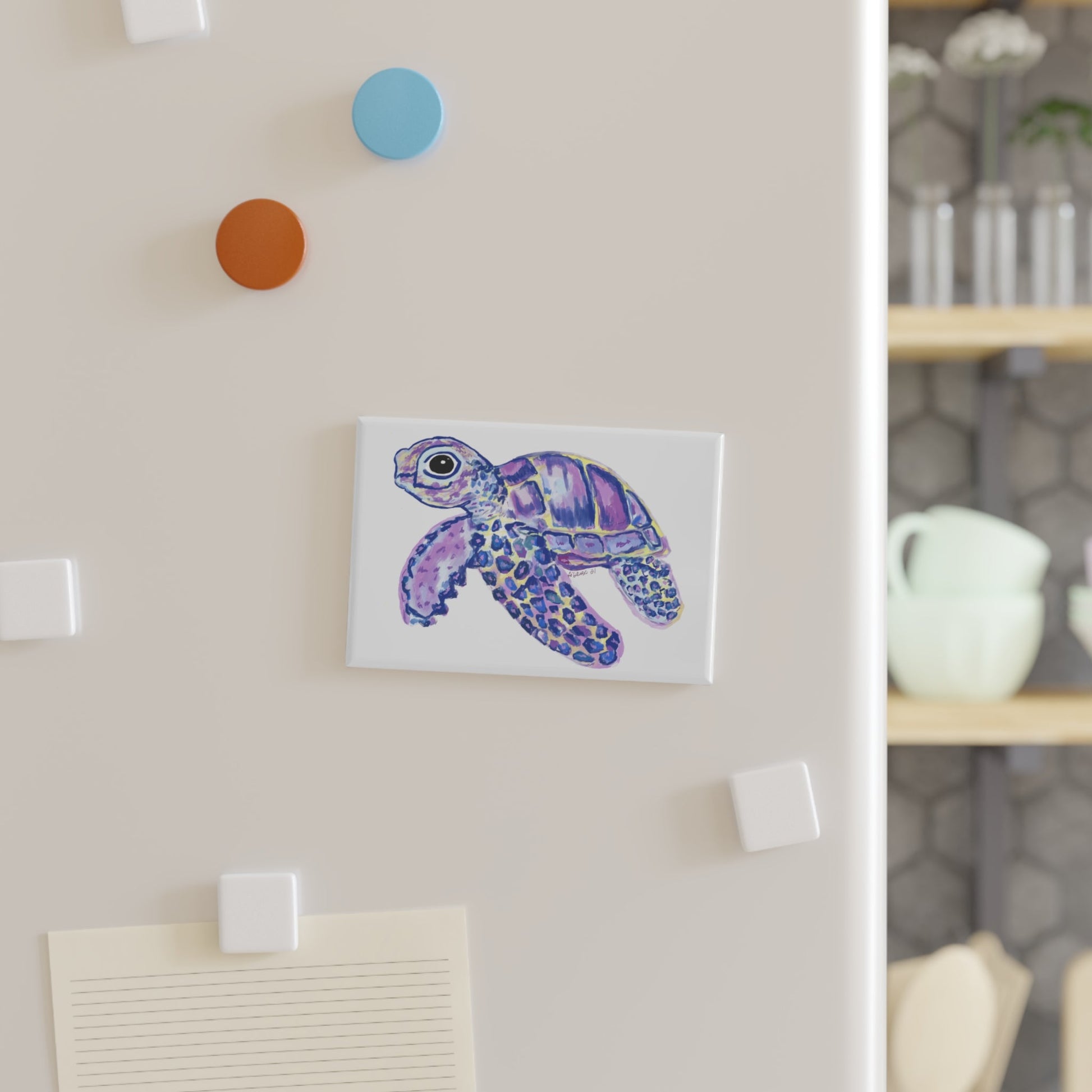 Tilley Sea Turtle Magnet, Rectangle (1 & 10 pcs) - Blue Cava