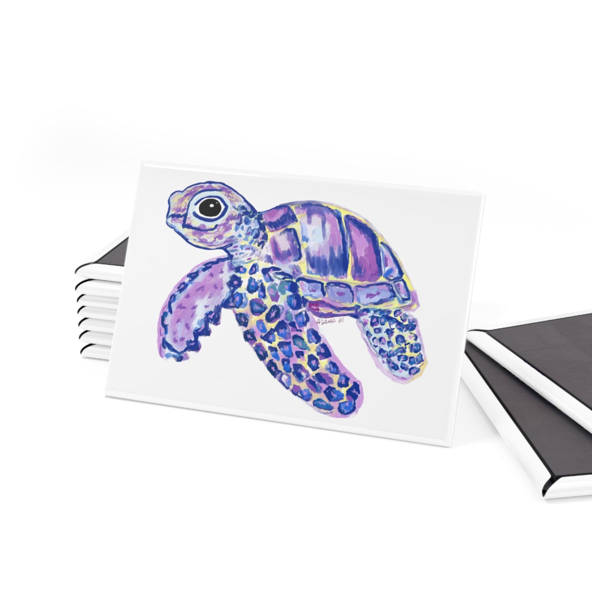 Tilley Sea Turtle Magnet, Rectangle (1 & 10 pcs) - Blue Cava