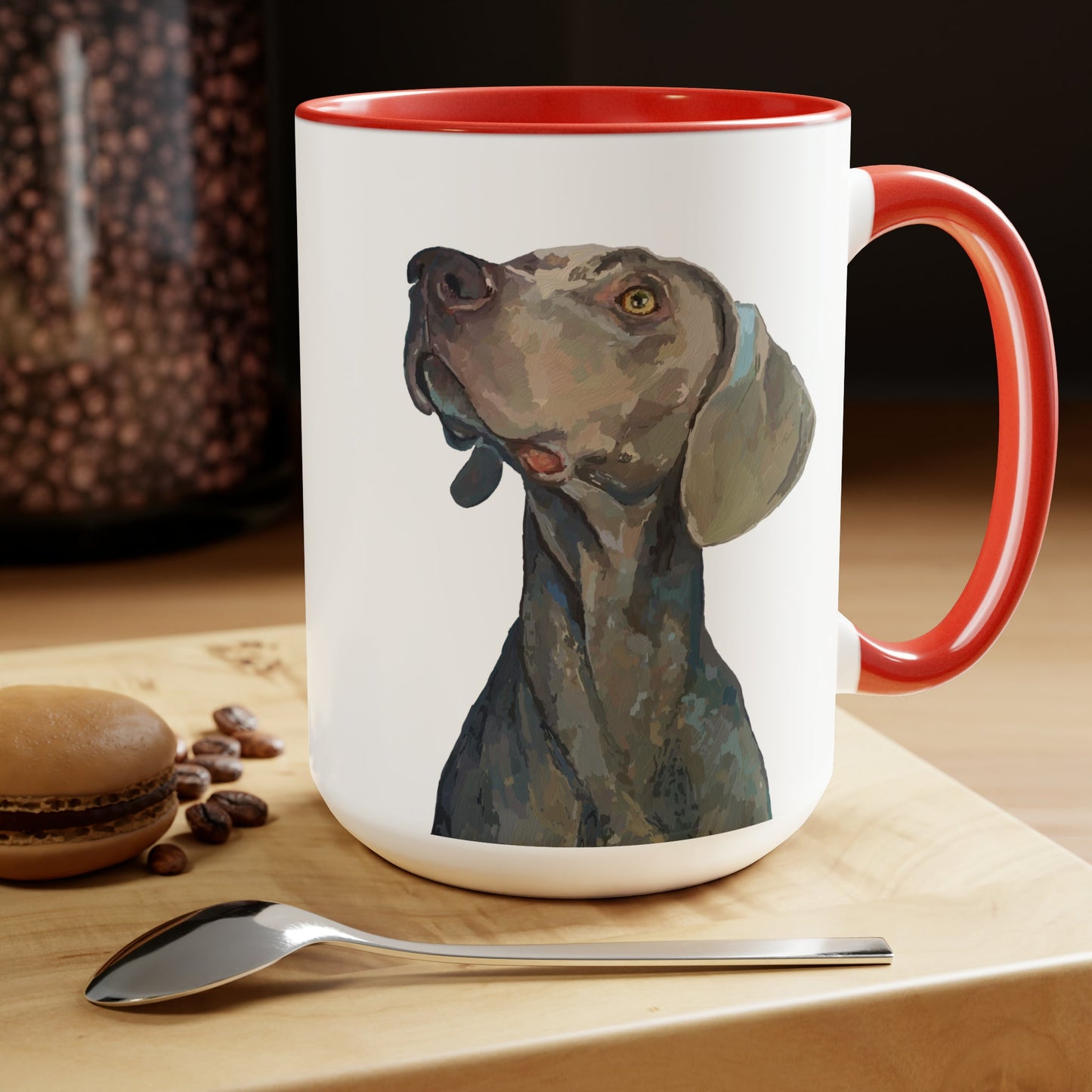 Weimaraner “Blue” Two-Tone Coffee Mugs, 15oz - Blue Cava