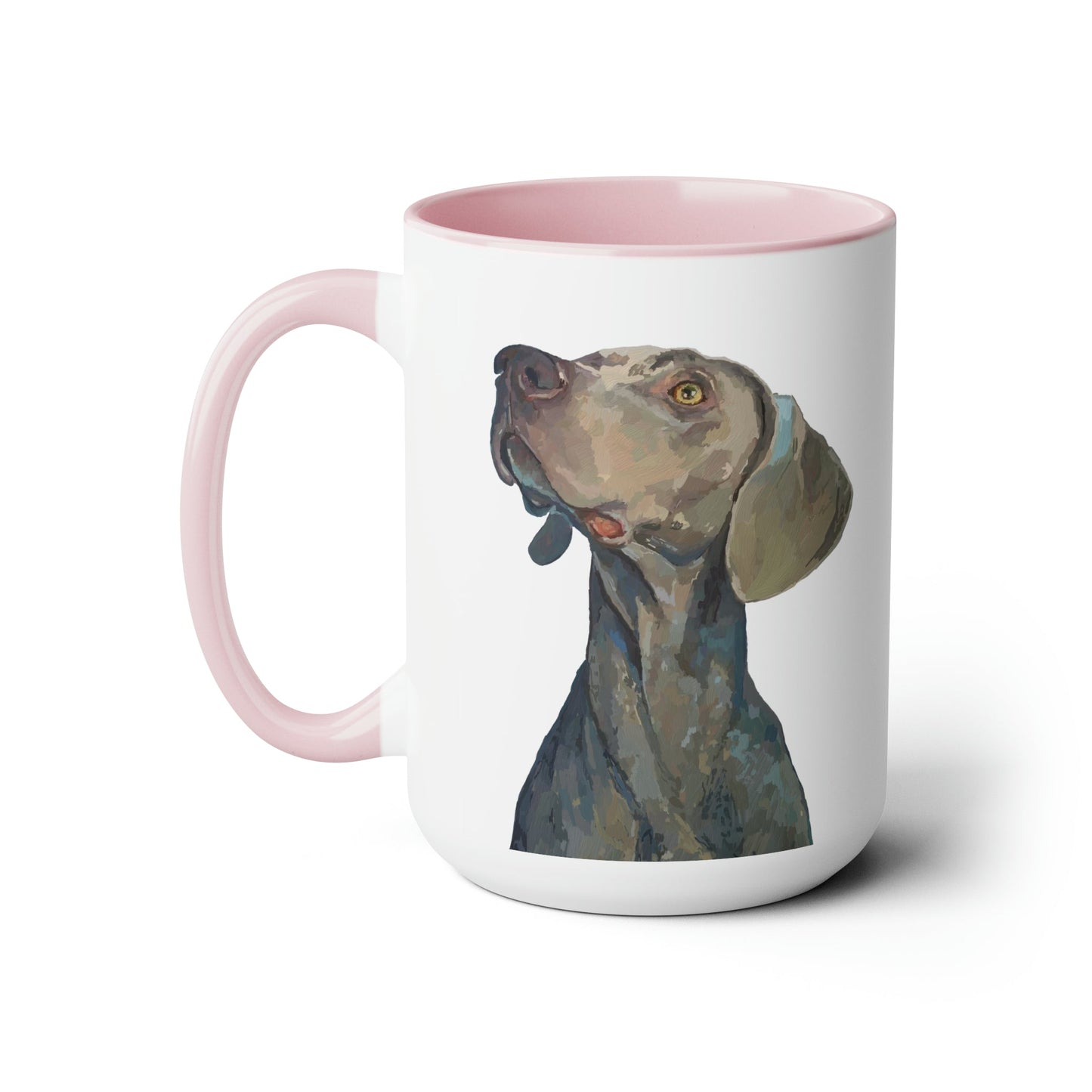 Weimaraner “Blue” Two-Tone Coffee Mugs, 15oz - Blue Cava