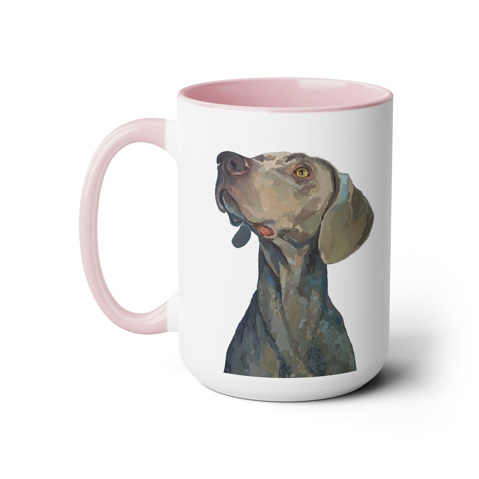 Weimaraner “Blue” Two-Tone Coffee Mugs, 15oz - Blue Cava