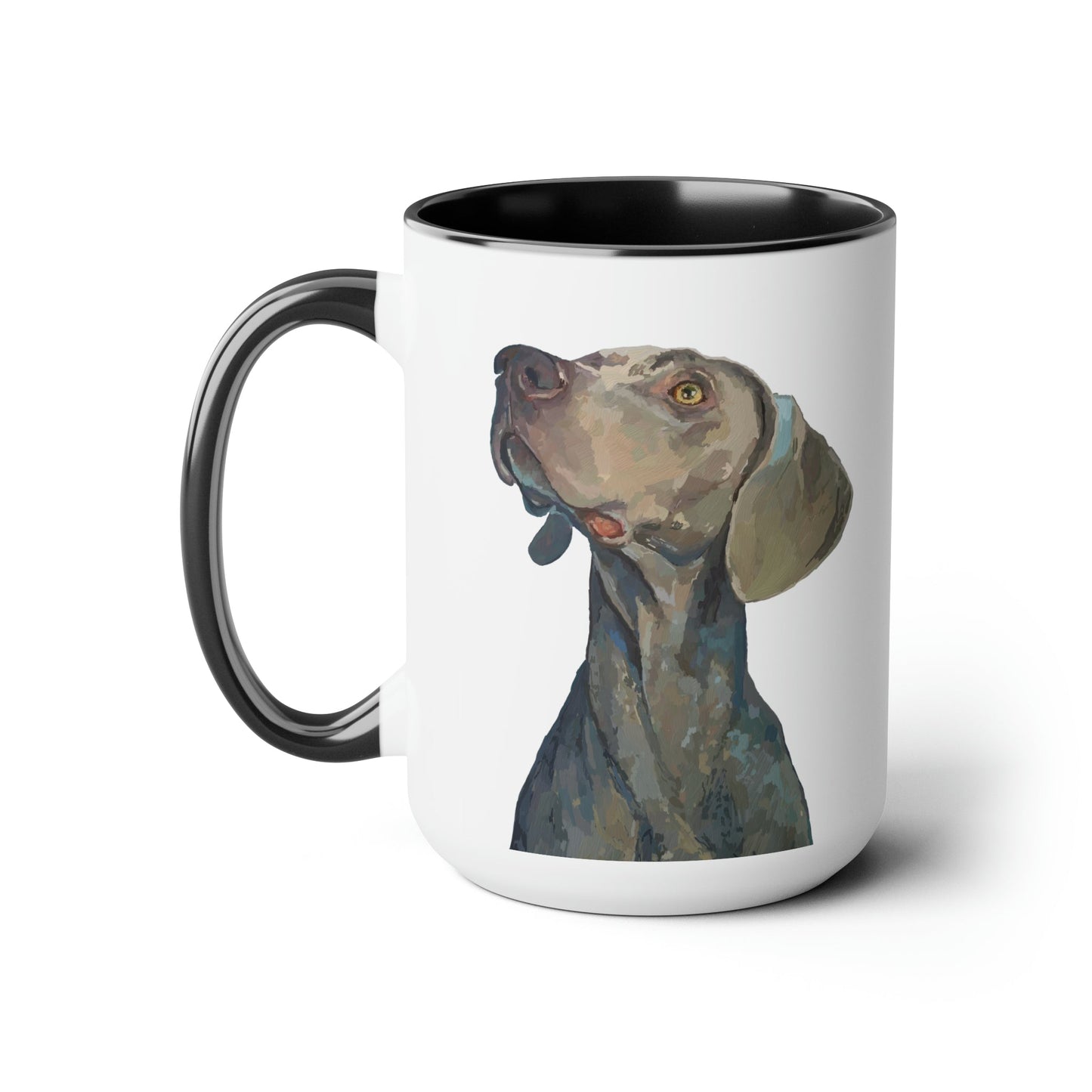 Weimaraner “Blue” Two-Tone Coffee Mugs, 15oz - Blue Cava