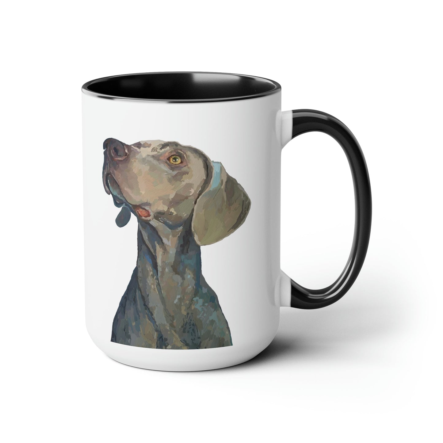 Weimaraner “Blue” Two-Tone Coffee Mugs, 15oz - Blue Cava