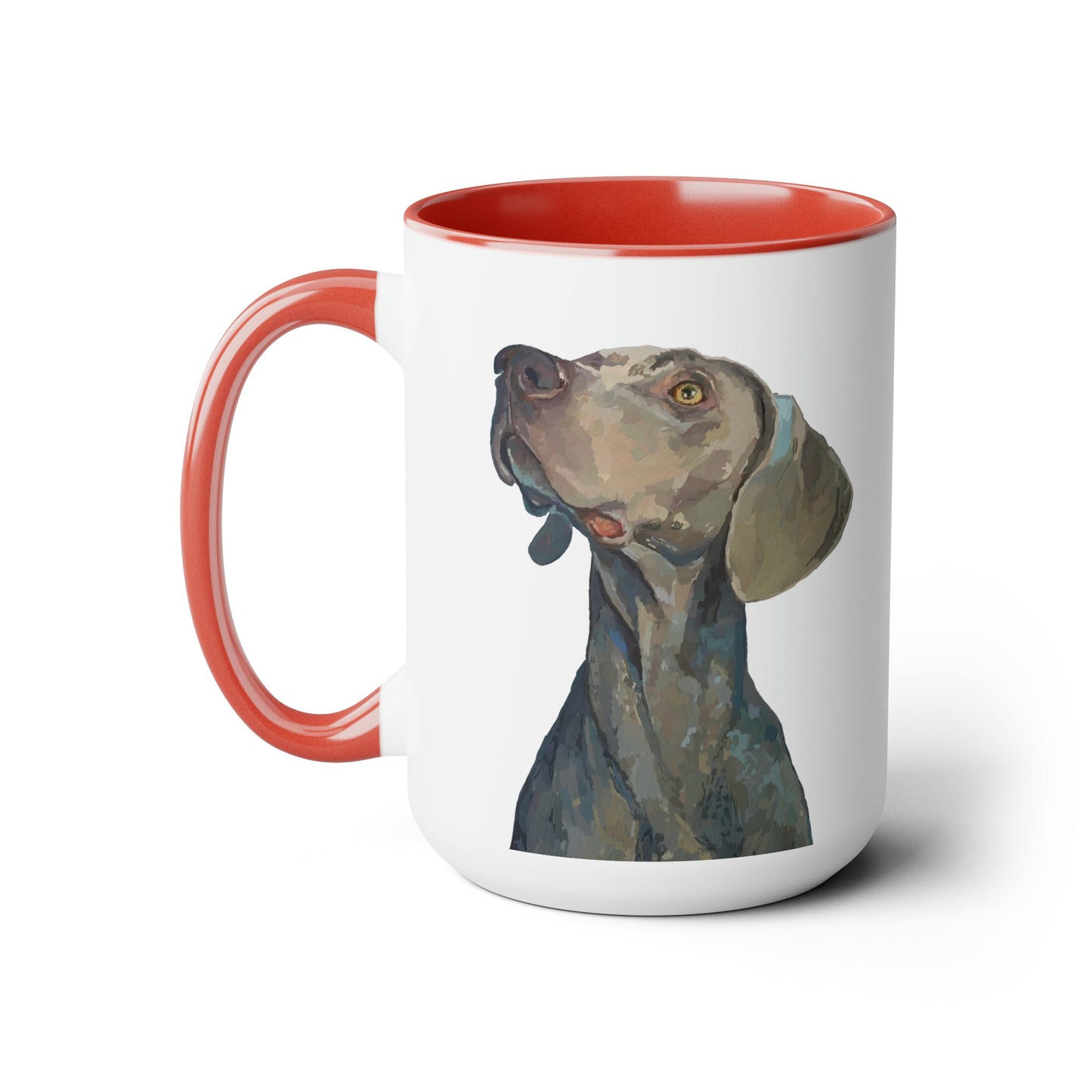 Weimaraner “Blue” Two-Tone Coffee Mugs, 15oz - Blue Cava