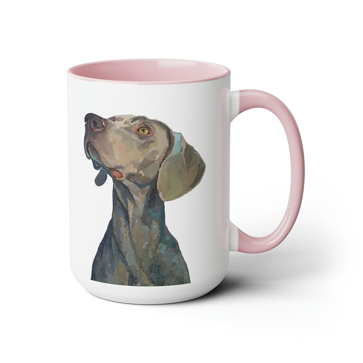 Weimaraner “Blue” Two-Tone Coffee Mugs, 15oz - Blue Cava