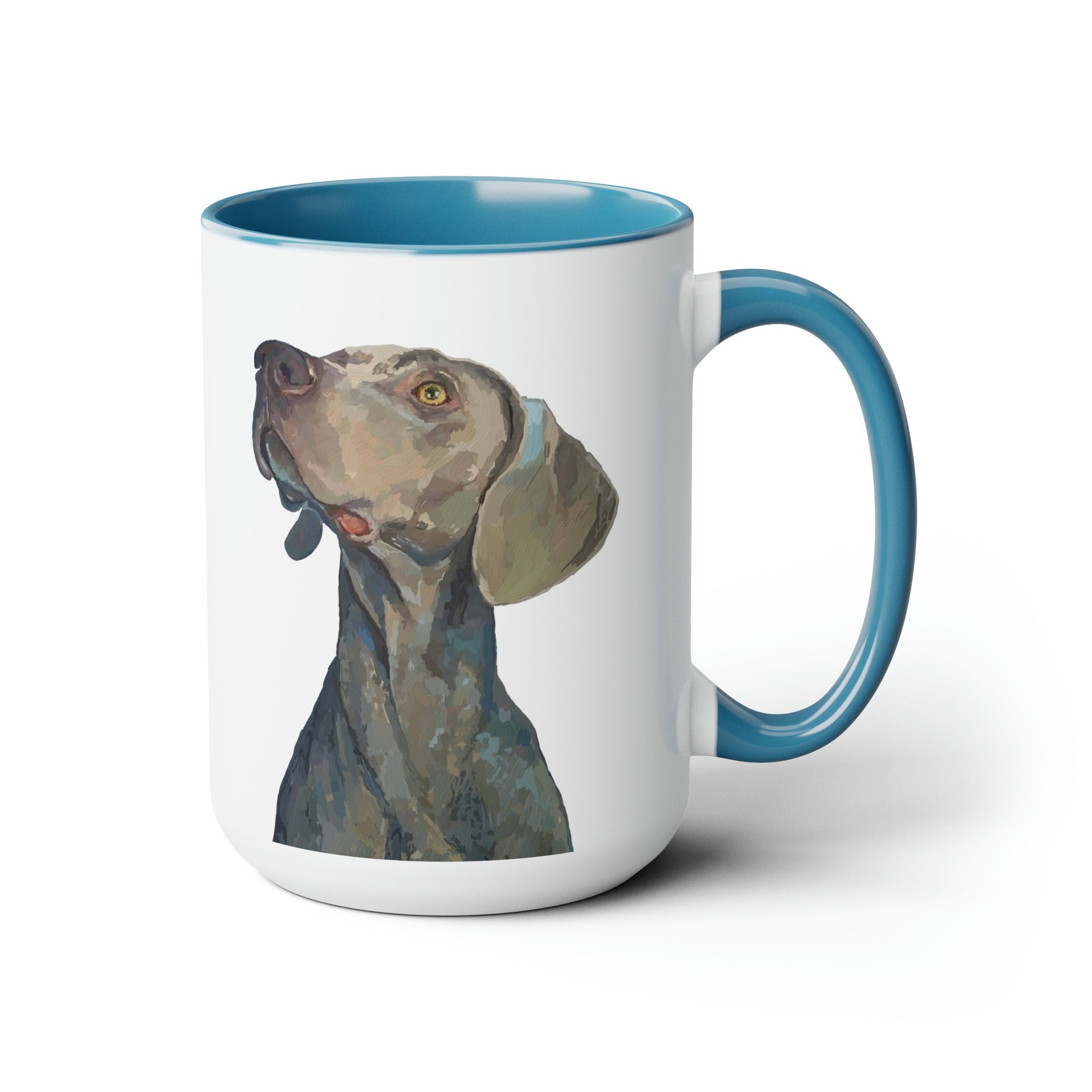 Weimaraner “Blue” Two-Tone Coffee Mugs, 15oz - Blue Cava