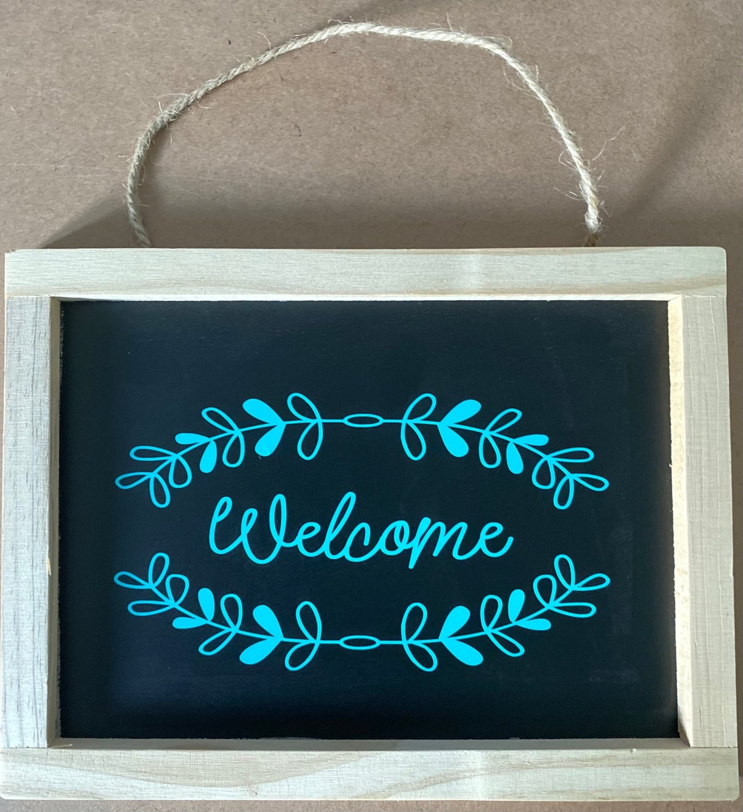 Welcome chalkboard sign - Blue Cava